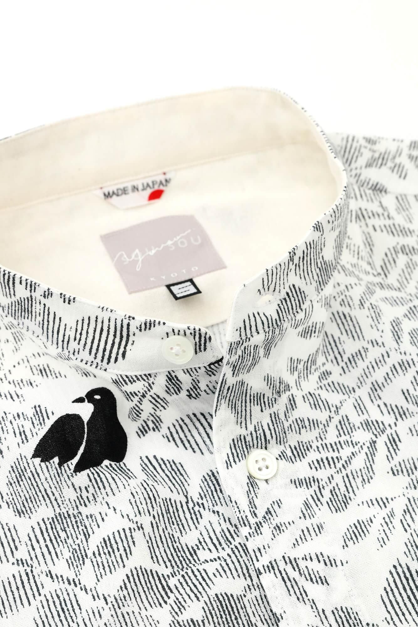 高島縮棉 20/20 立領 短袖 襯衫SP /鳥聲