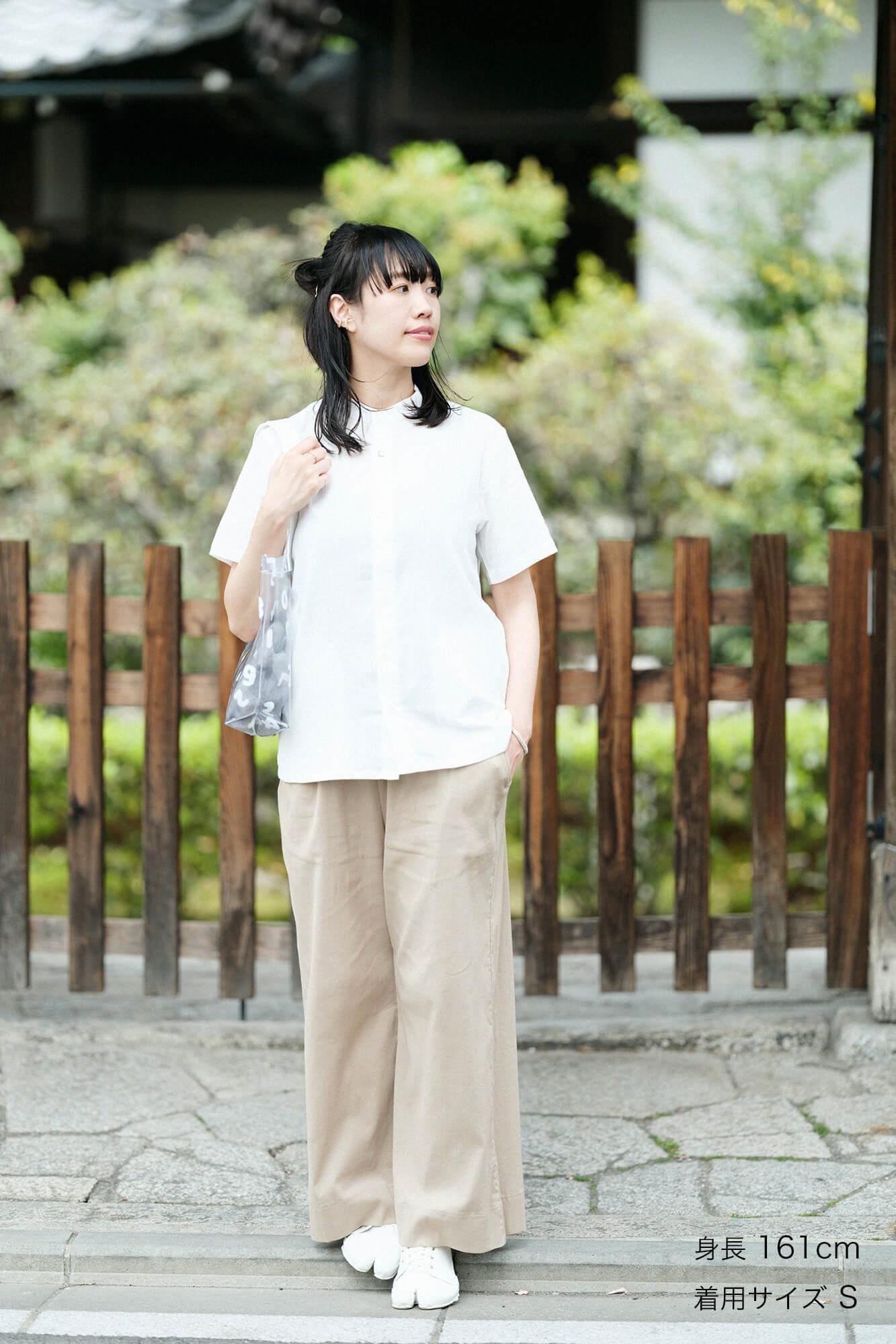 Chizimi Cotton 20/20 Stand Collar Short Sleeve Shirt SP / White