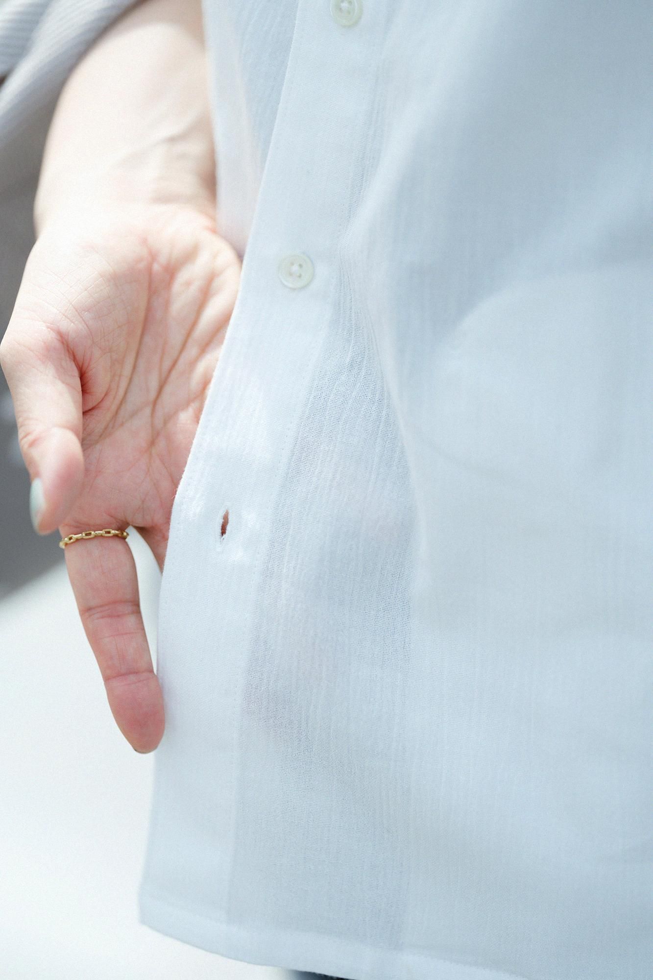 Chizimi Cotton 20/20 Stand Collar Short Sleeve Shirt SP / White