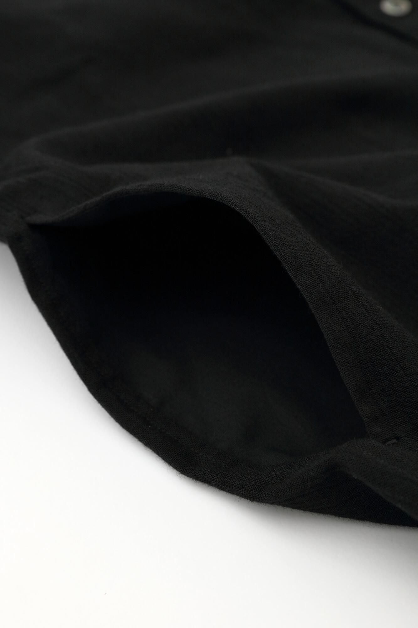 高島縮棉 20/20立領短袖襯衫 SP /黑色