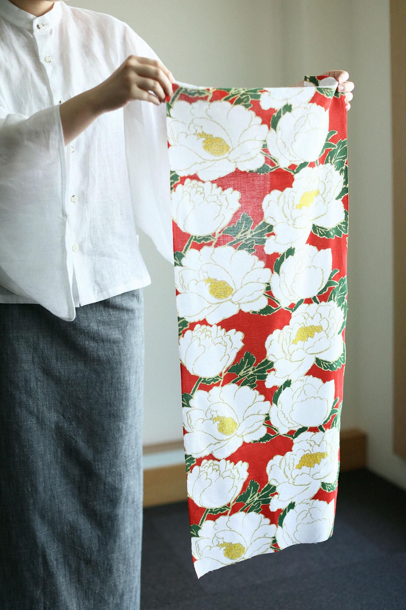 Ise-Baumwolltextil Tenugui/Pfingstrosenblüten