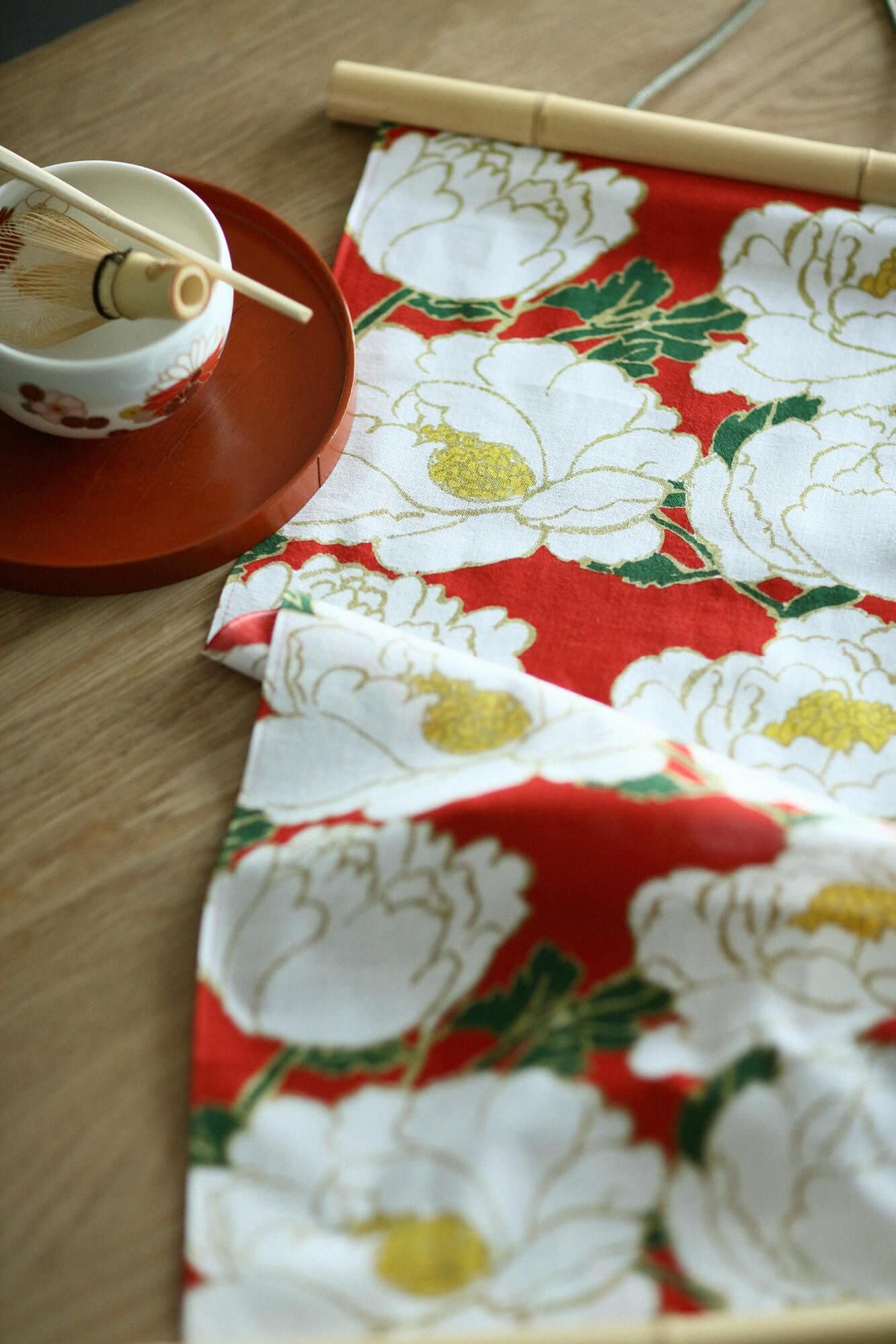 Ise-Baumwolltextil Tenugui/Pfingstrosenblüten