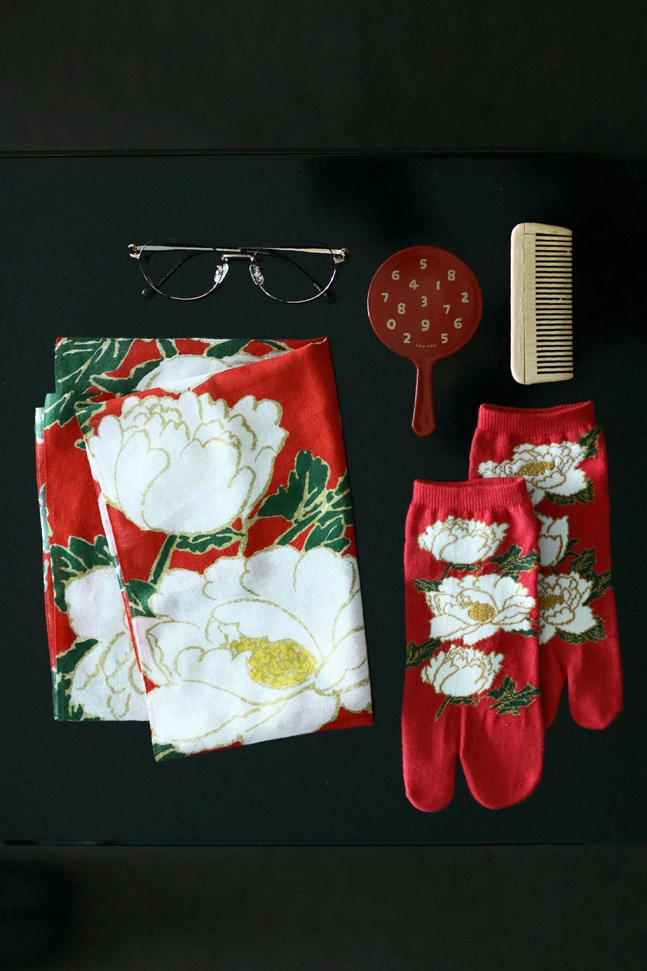 Ise-Baumwolltextil Tenugui/Pfingstrosenblüten