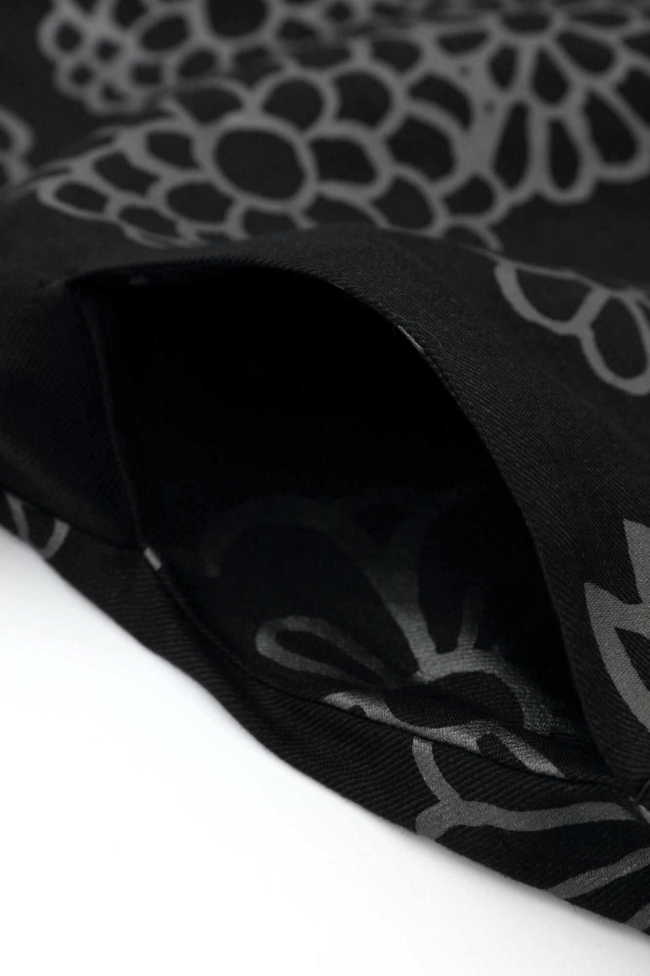 【net limited】Linen Stretch Denim Triangular Sleeve Short Coat Single Layer / Gold Damask Black