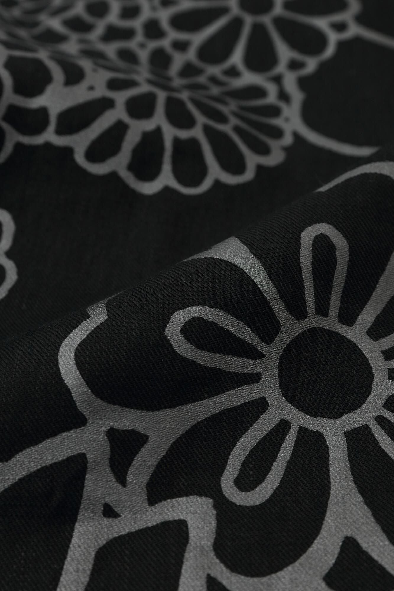 【net limited】Linen Stretch Denim Triangular Sleeve Short Coat Single Layer / Gold Damask Black