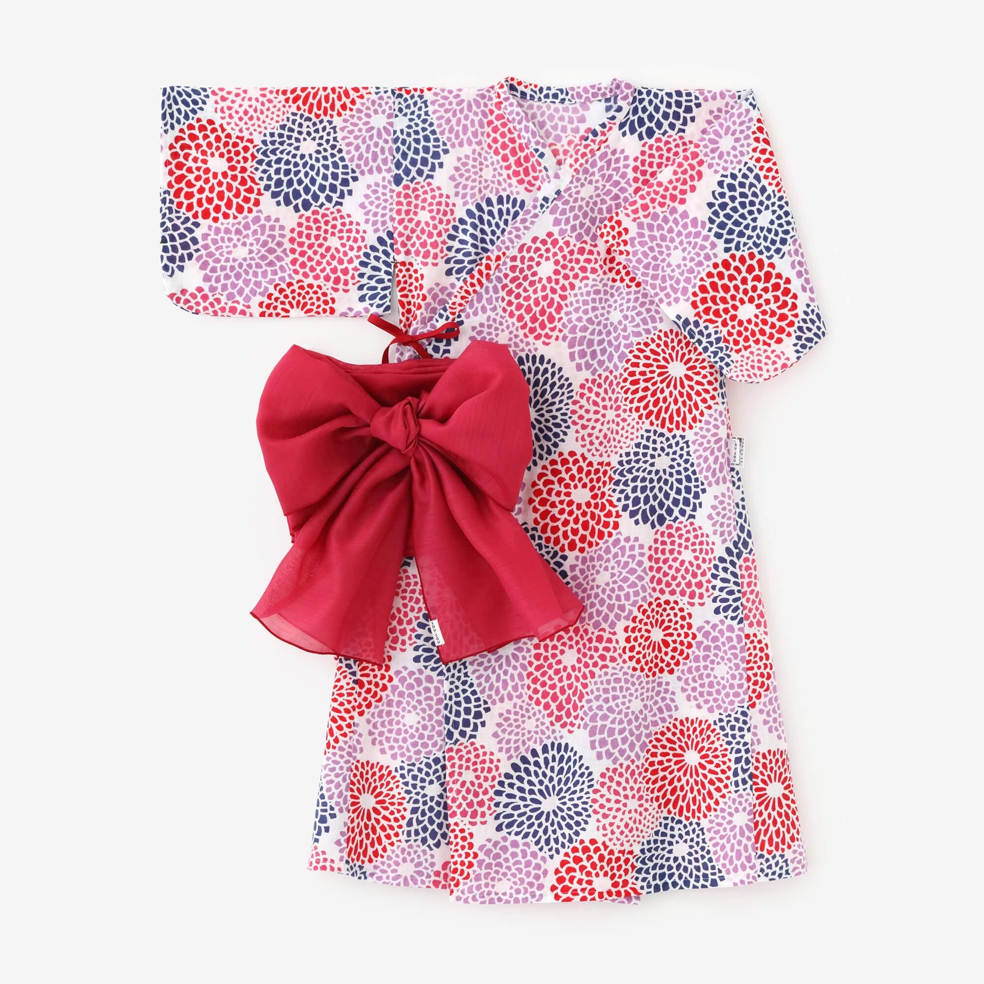 ● Isemomen Cotton Kids Yukata (with Belt) / Chrysanthemum White