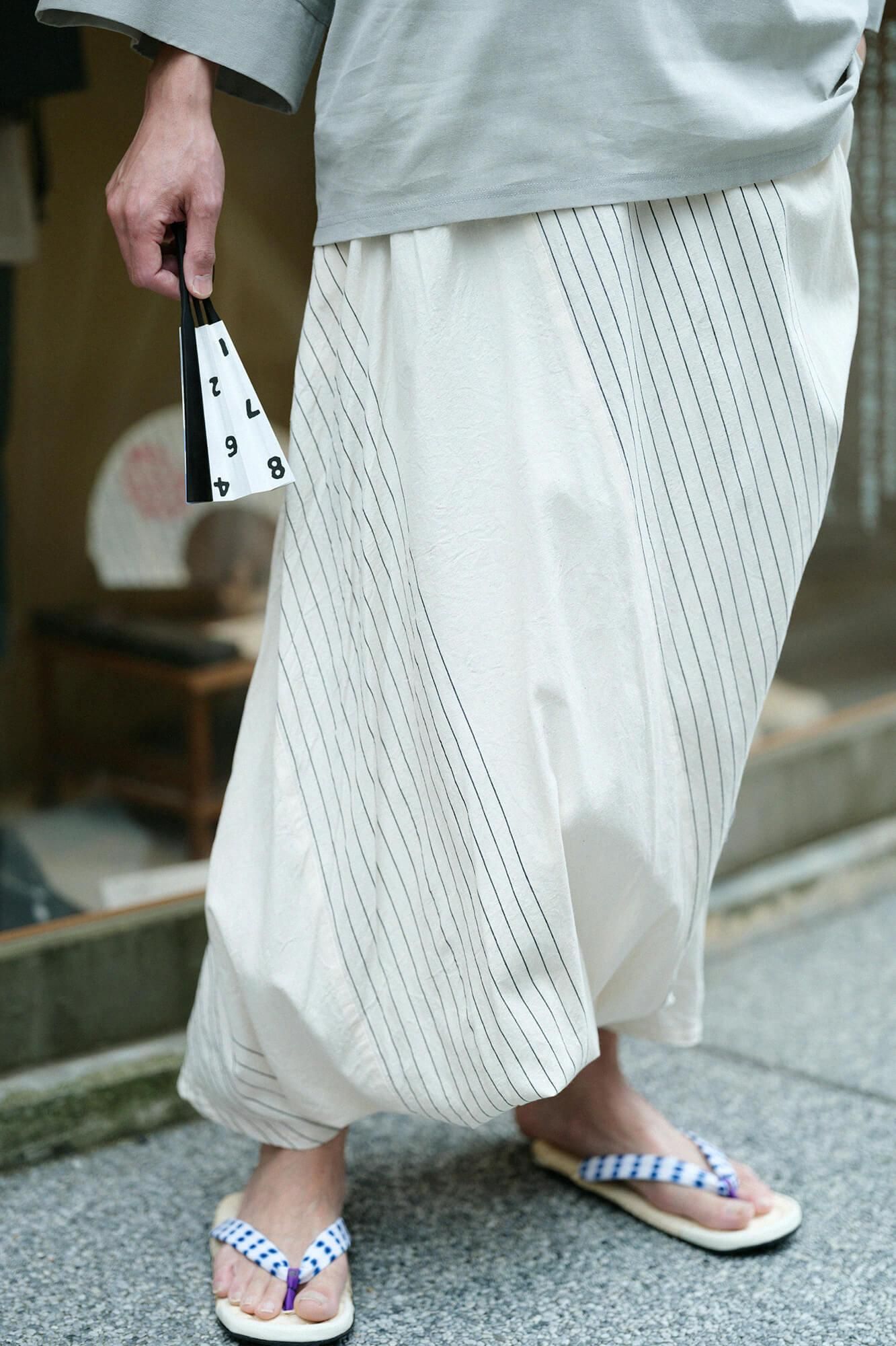 Isemomen Cotton 20/20 Fuji Pants 2.0/ Half Striped Raw White