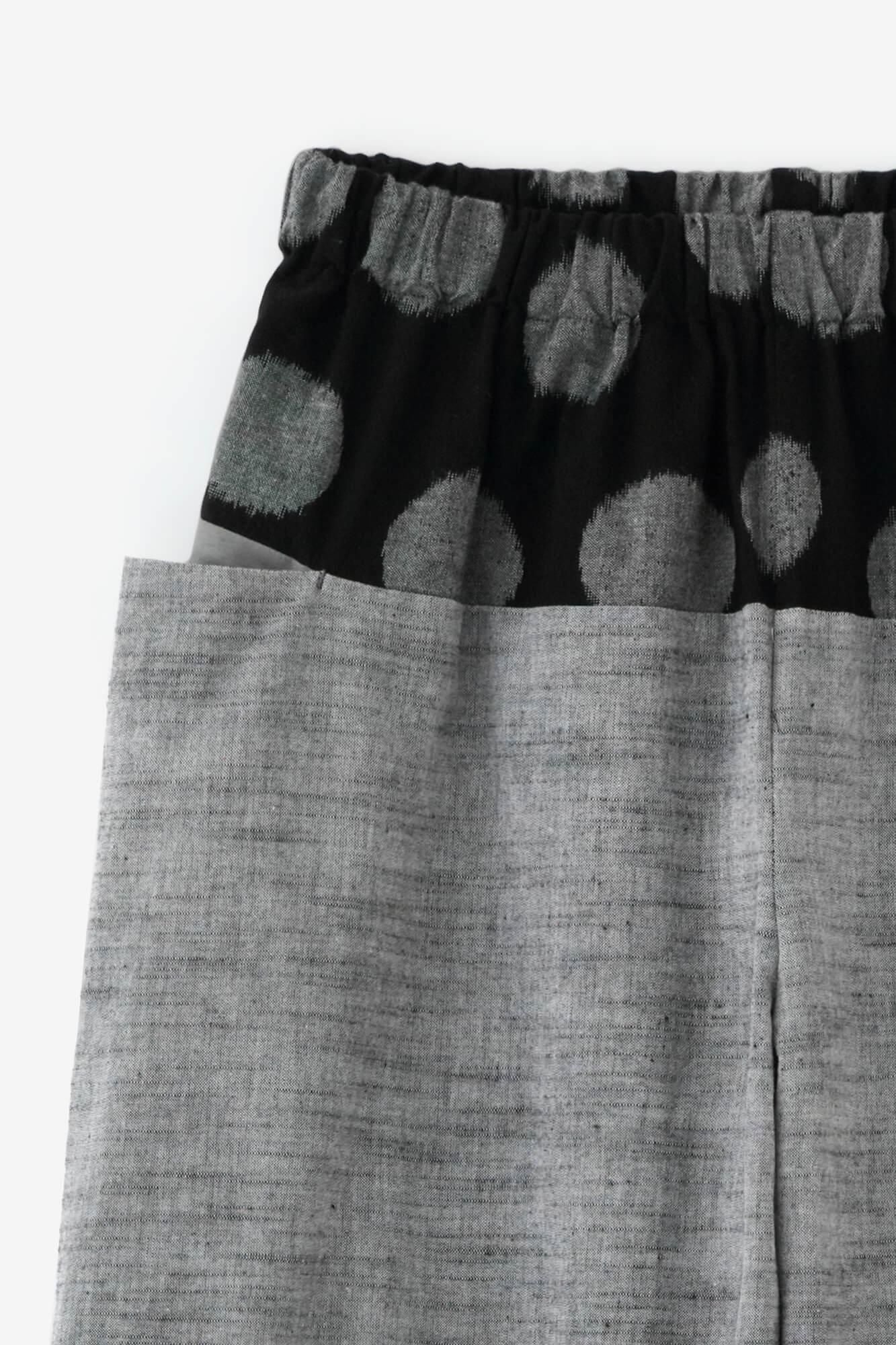 Kurume Kasuri Obi Monpe/Suigyoku, nasse Farbe x melierte Esche