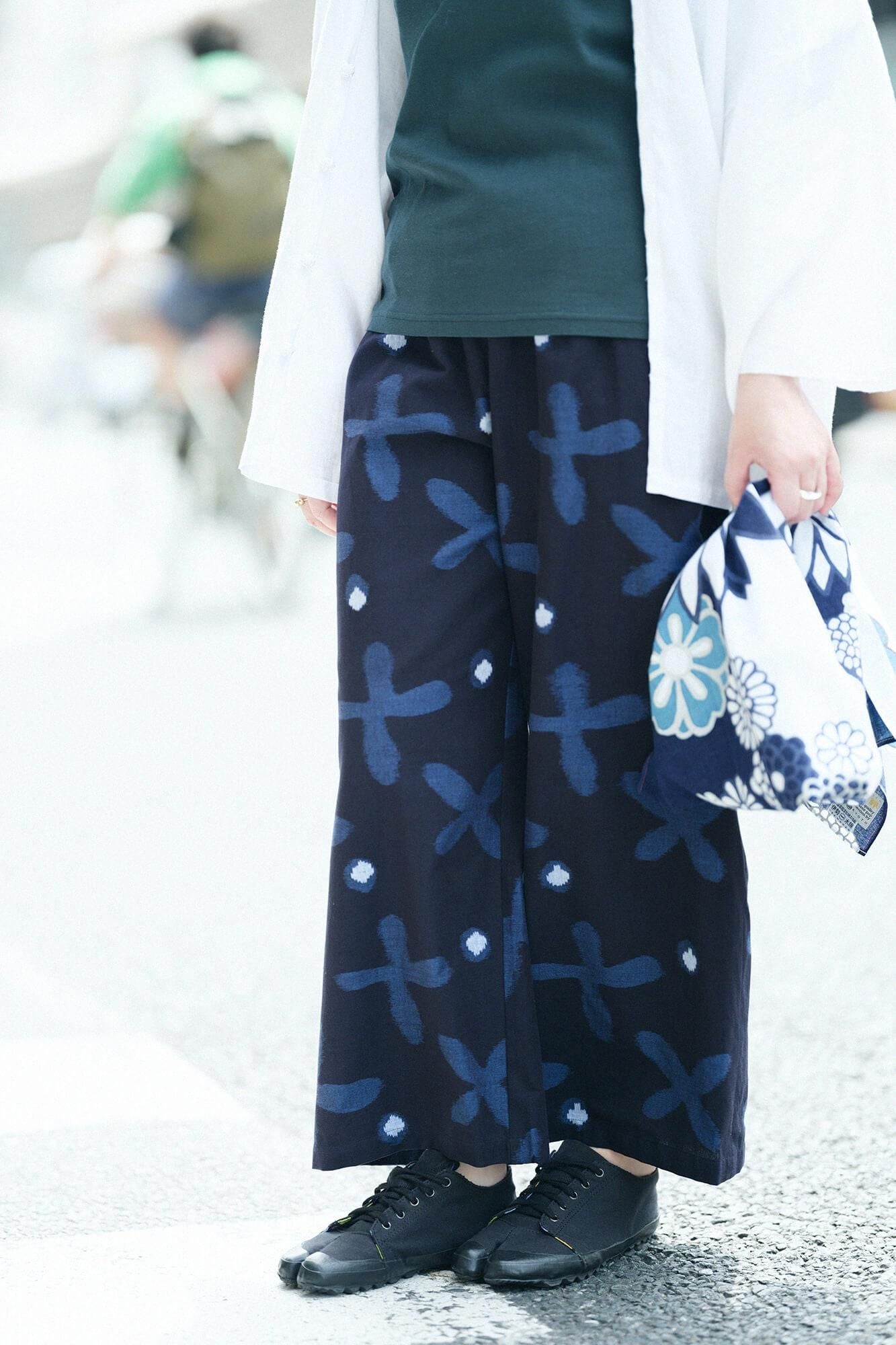 Kurume Kasuri Obi Style Pant / Suzushiroso Dark Blue 2