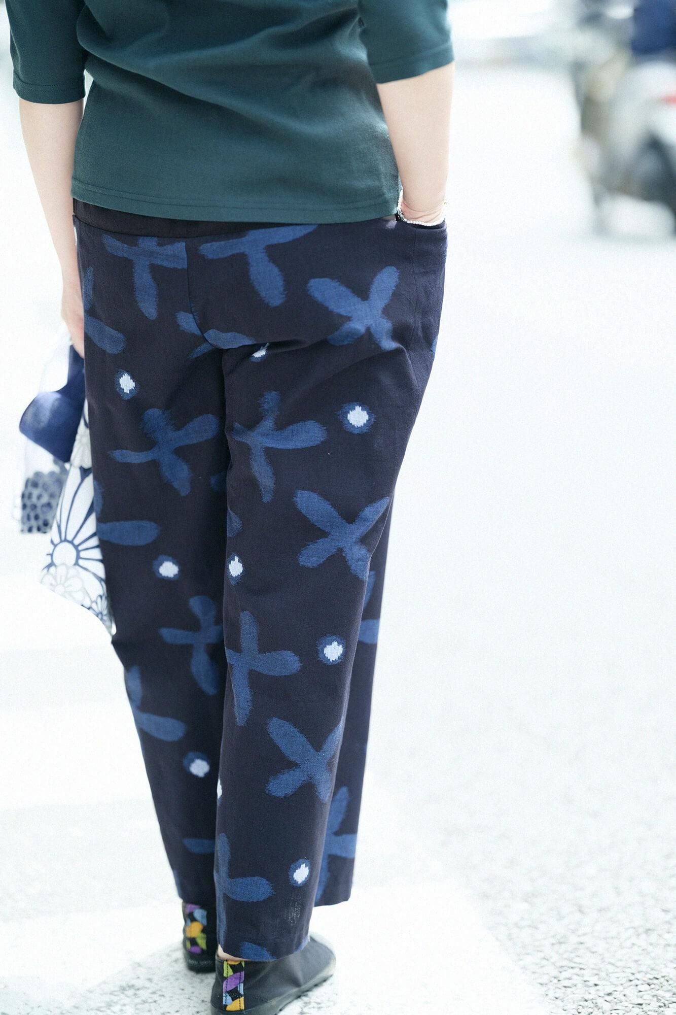 Kurume Kasuri Obi Style Pant / Suzushiroso Dark Blue 2