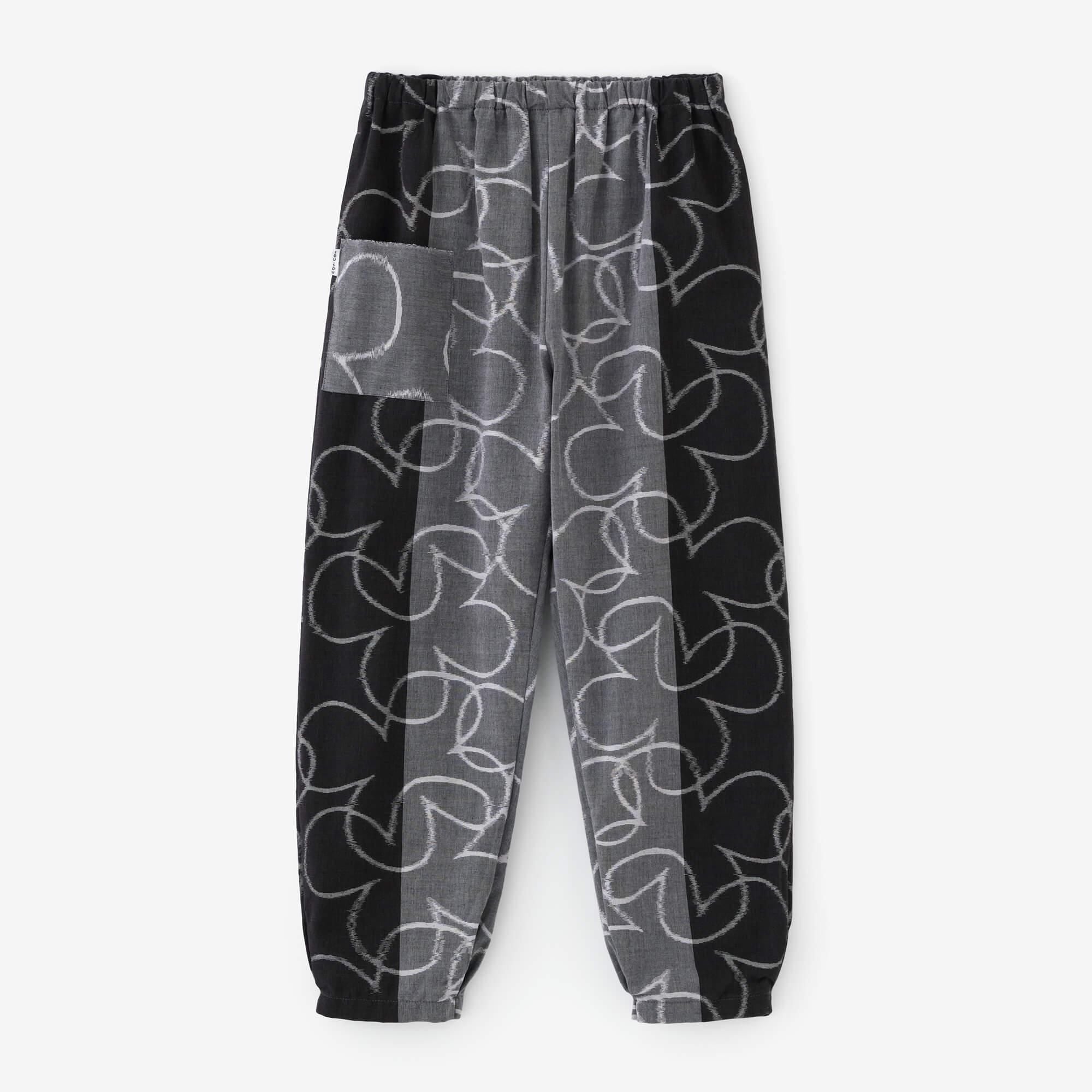 びゅもん 久留米絣 襞（ひだ）もんぺ／しあわせ 杢灰（もくはい）