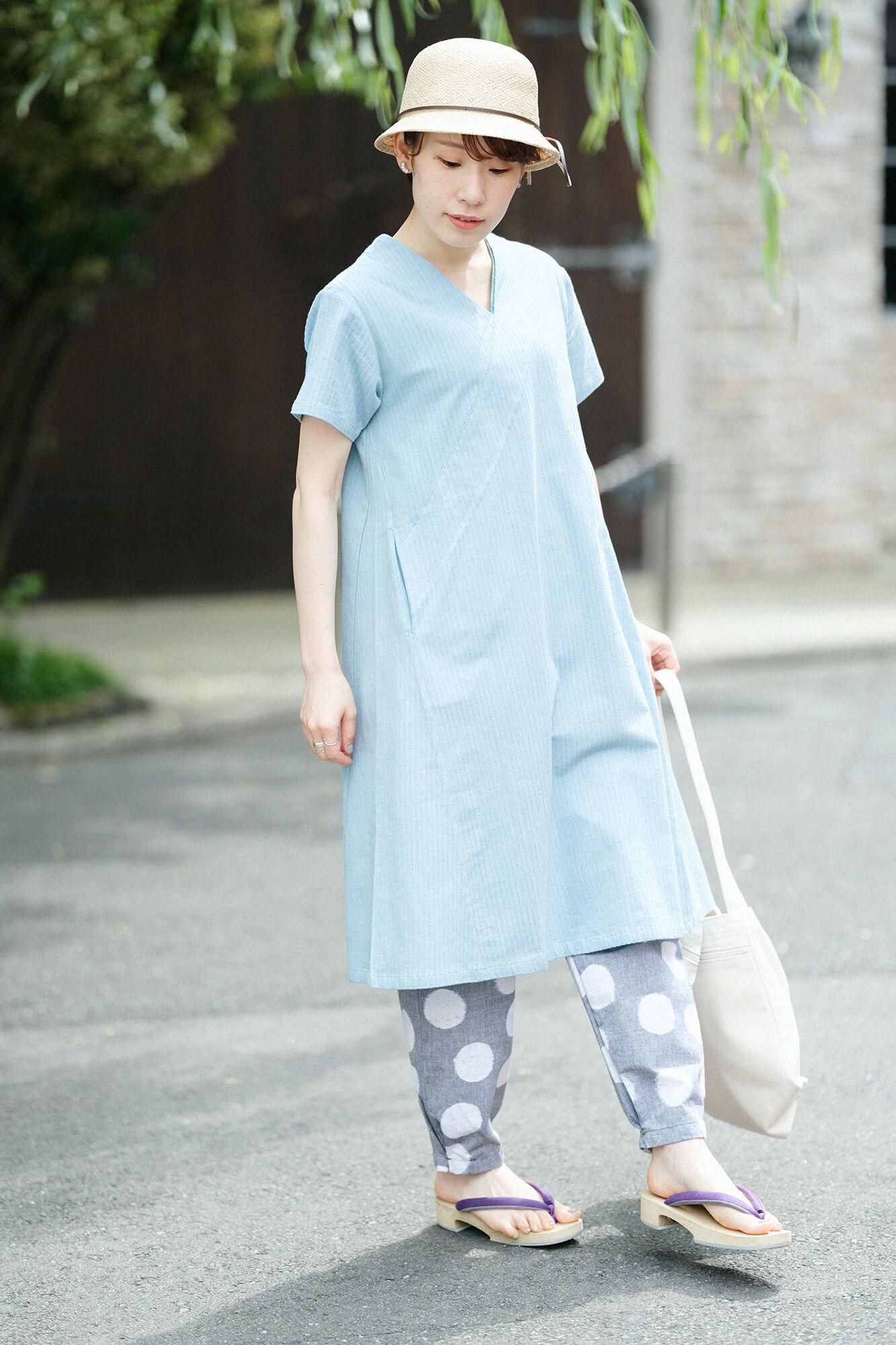 kurume kasuri折叠monpe/suigyoku mokuhai(Mokuhai)