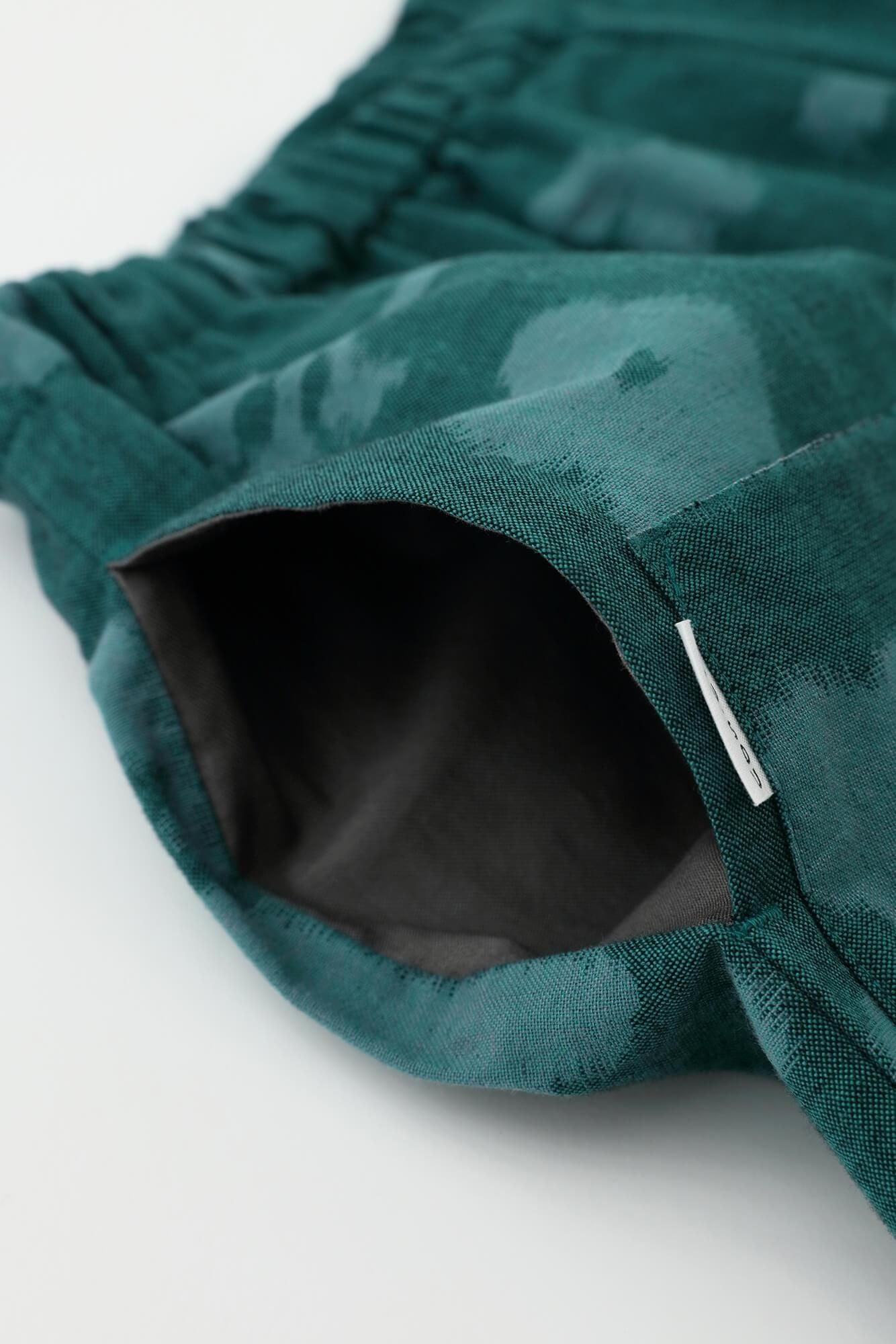 Monpe Workers Pants Kurume Kasuri Monpe / Rural Woodland Marine Green