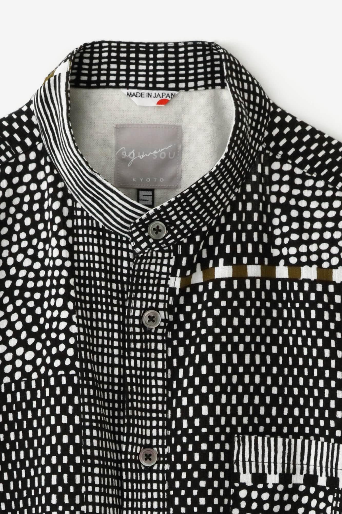 takashima chiku 20/20支架领子短袖衬衫/倾斜(同一)黑色墨水