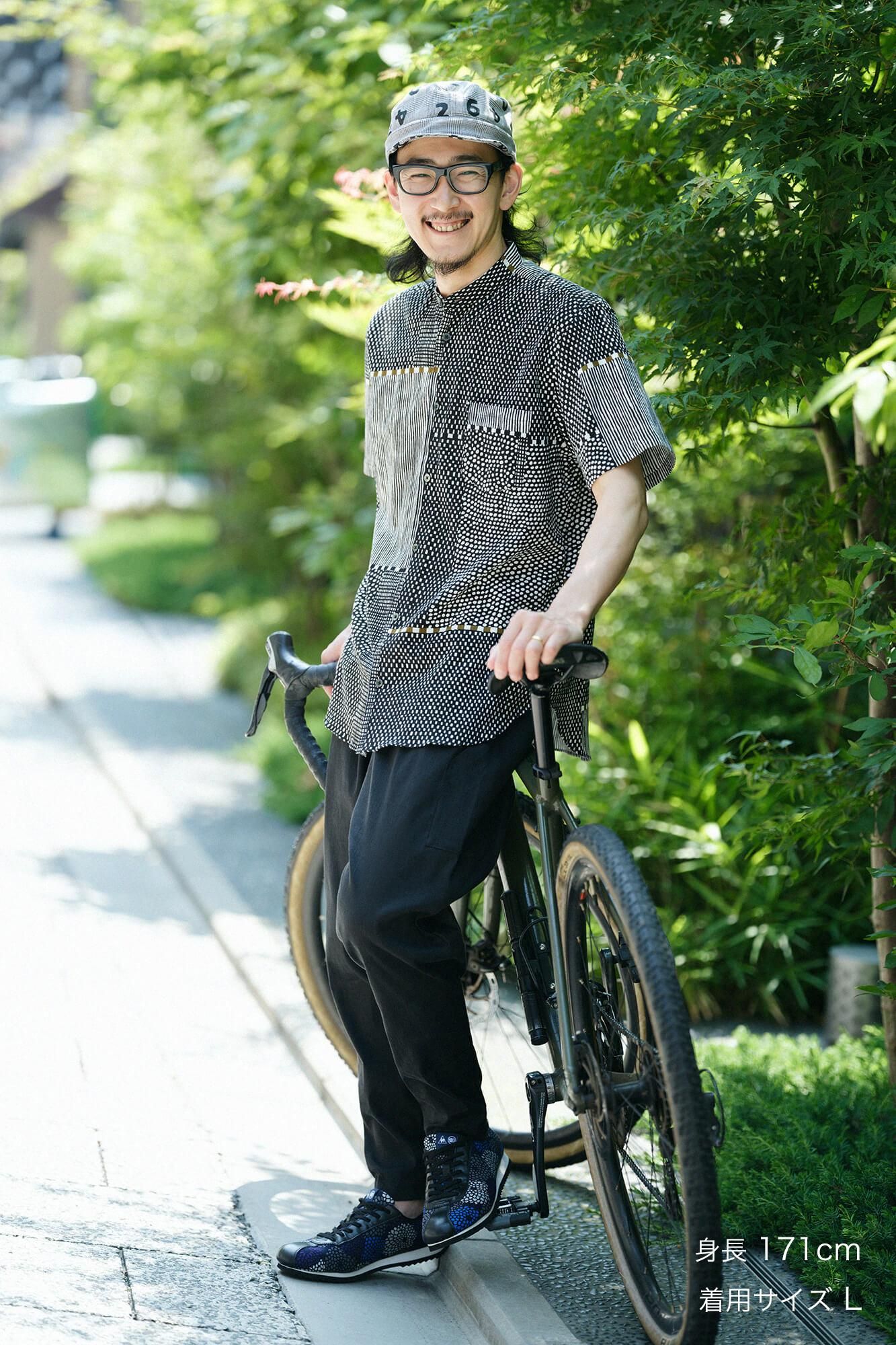 takashima chiku 20/20支架领子短袖衬衫/倾斜(同一)黑色墨水