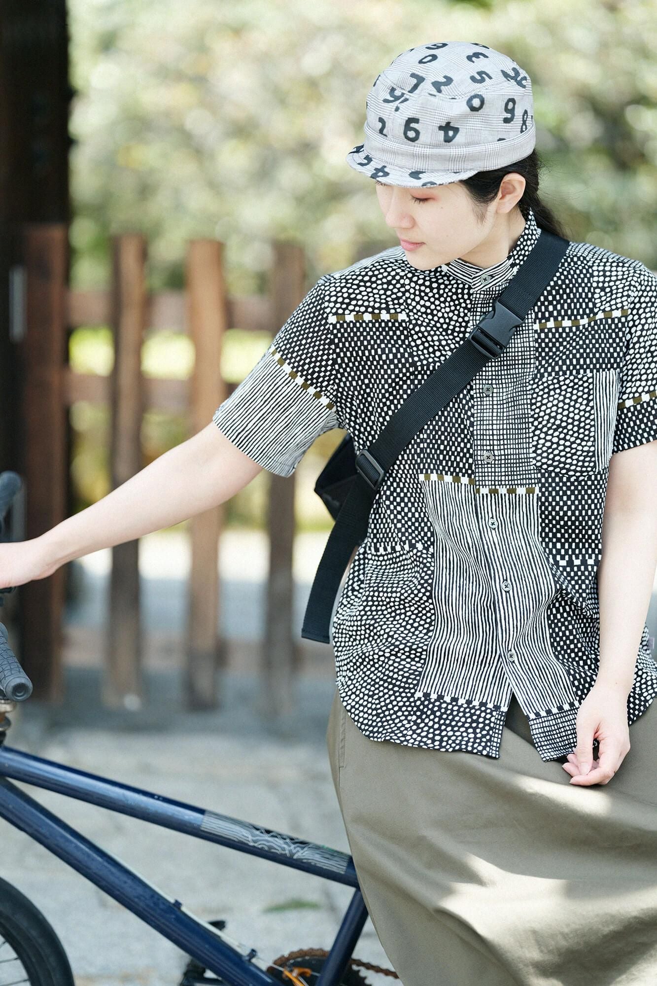 takashima chiku 20/20支架领子短袖衬衫/倾斜(同一)黑色墨水