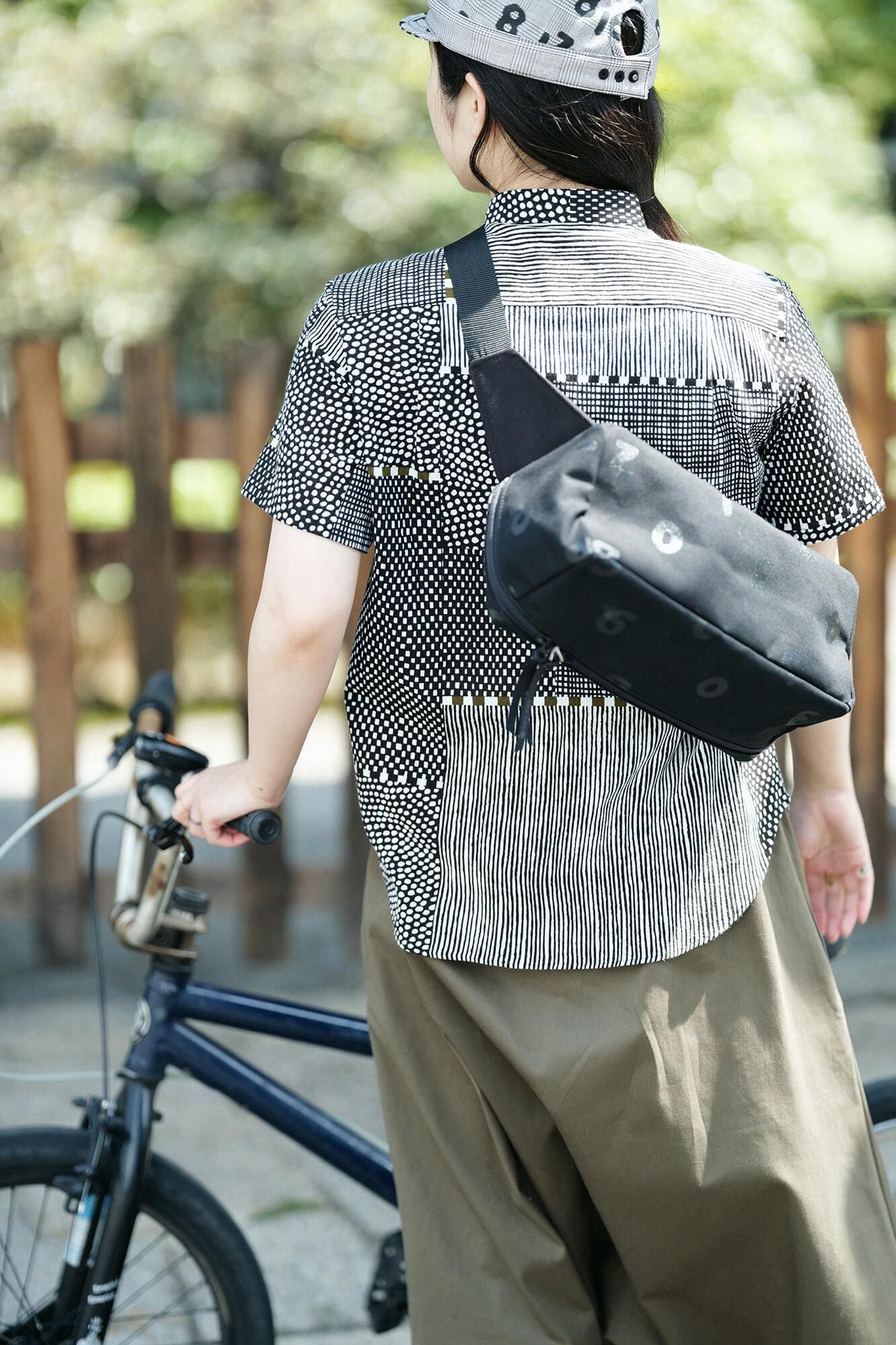 takashima chiku 20/20支架领子短袖衬衫/倾斜(同一)黑色墨水