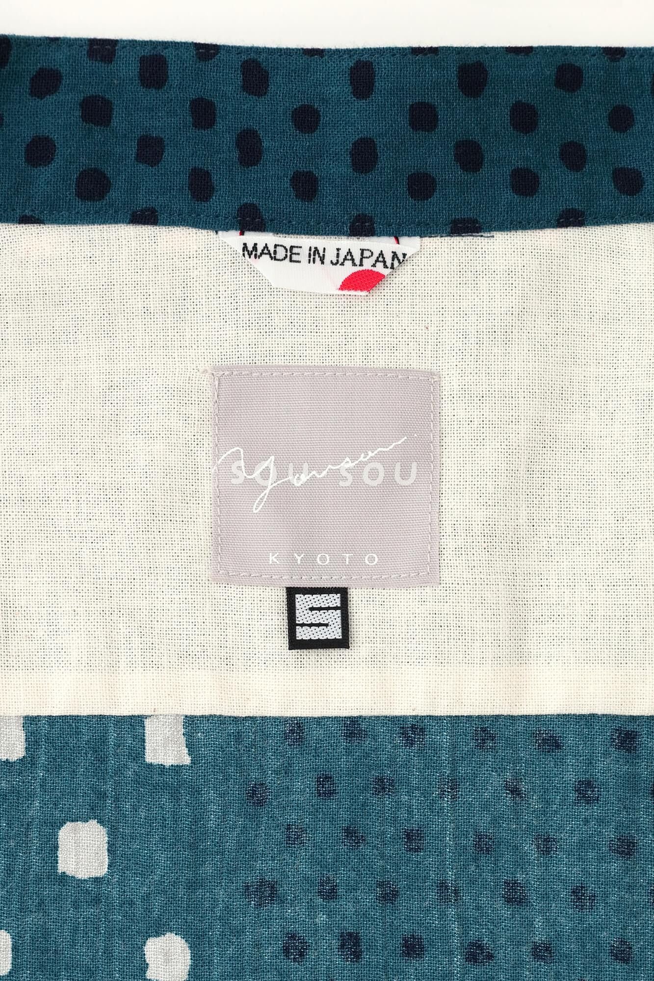 高島縮棉 20/20立領短袖襯衫/冰雹條紋