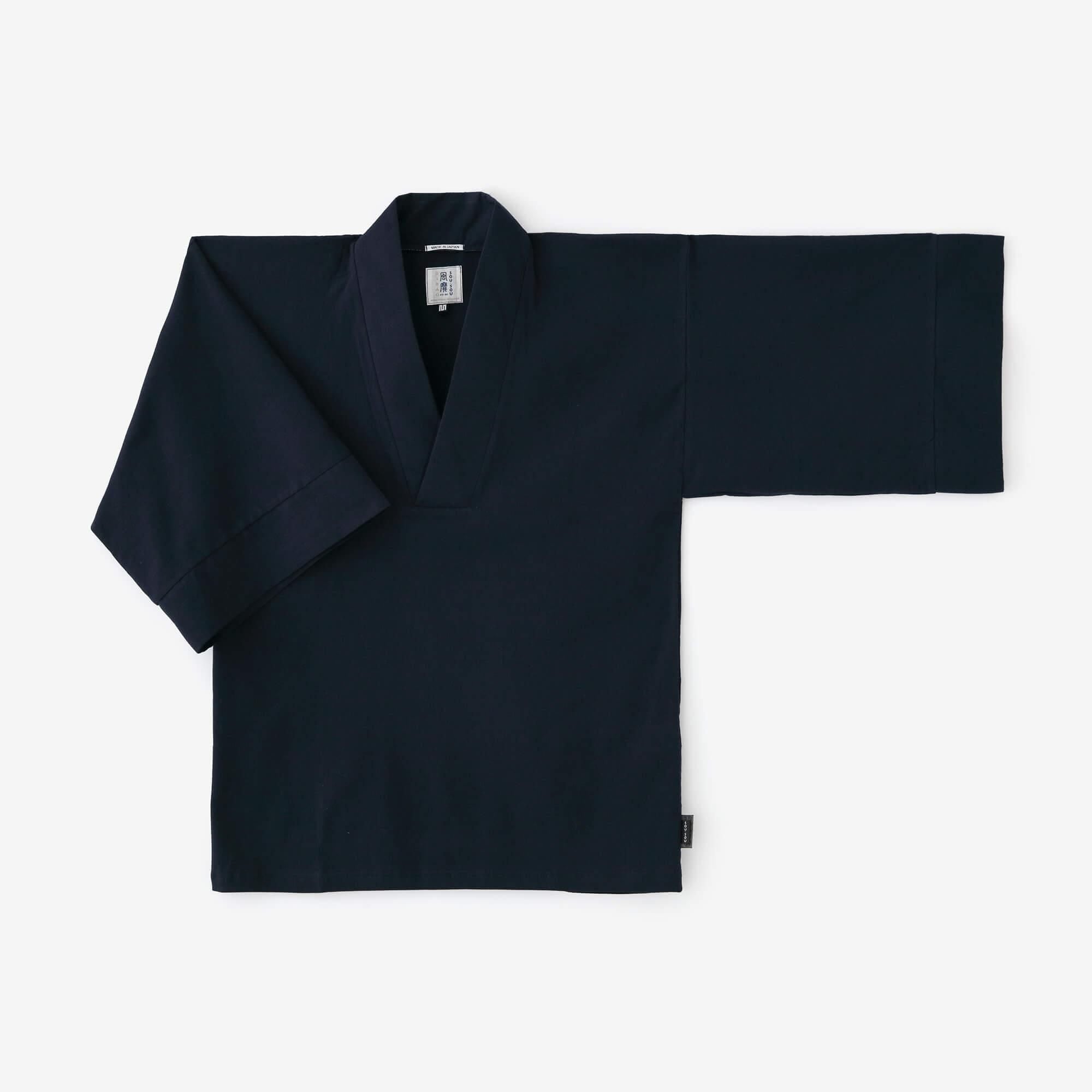 Chizimi Cotton 40/40 Fubi Kimono Shirt / Dark Blue