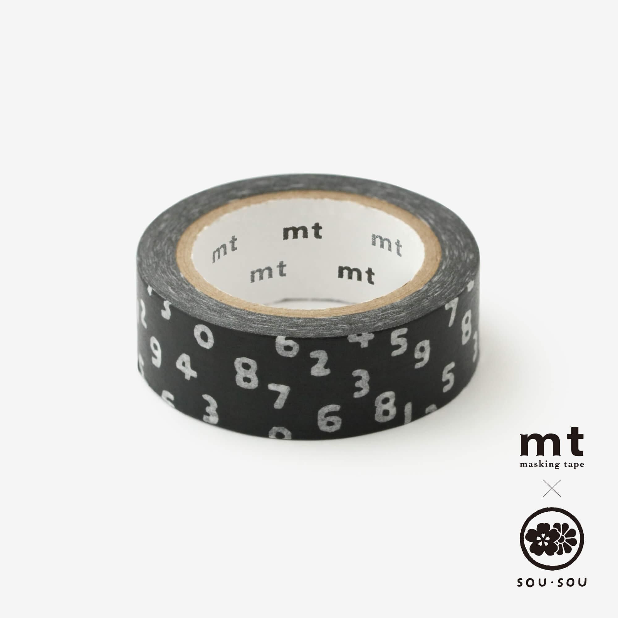 SOU・SOU×mt圖案紋樣・紙膠帶/ SO-SU-U十數 昆黑色【寬1.5cm】
