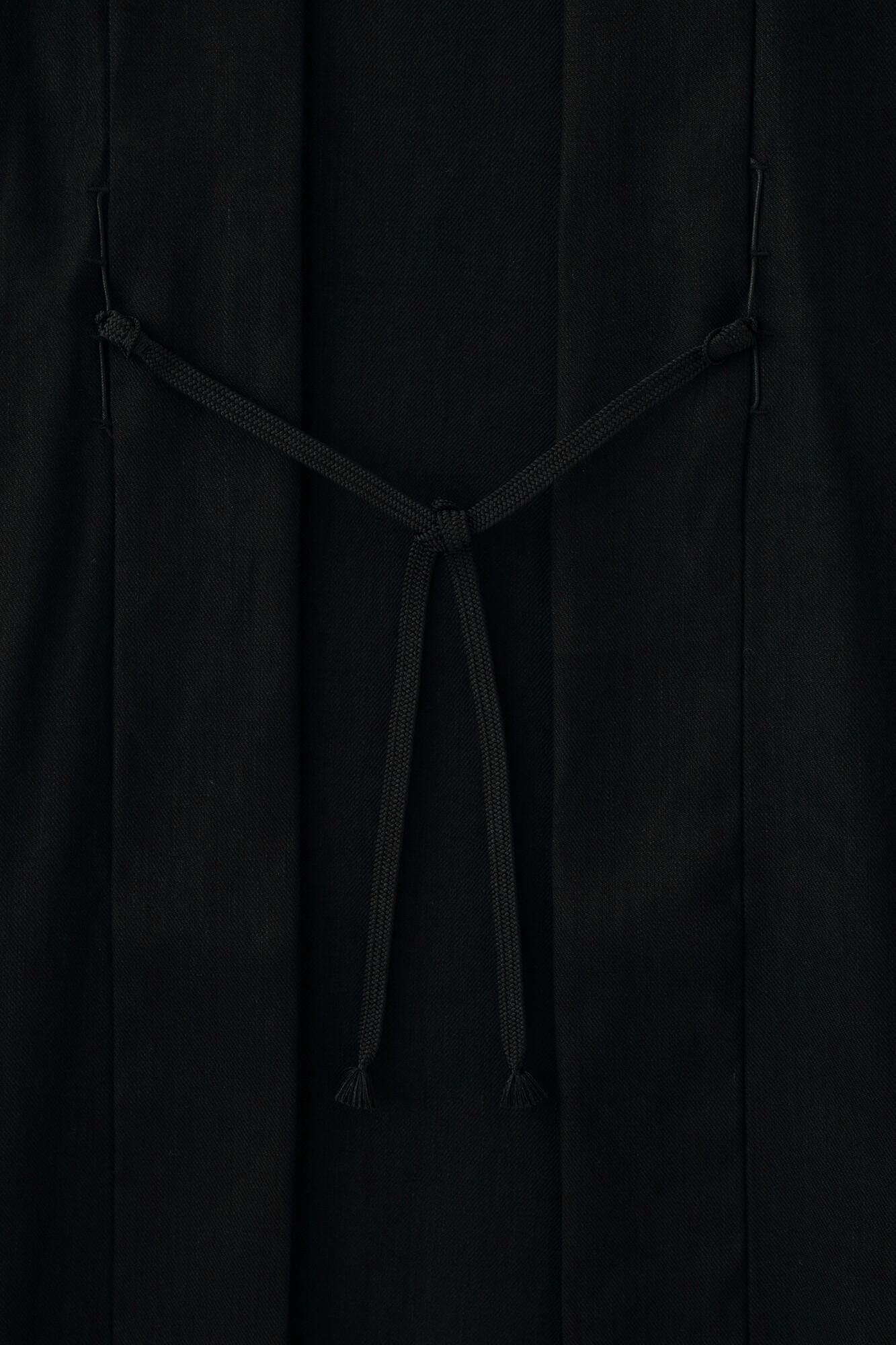 【官網限定】大麻彈性牛仔布袢纏 長袖外套中長單層/黑色