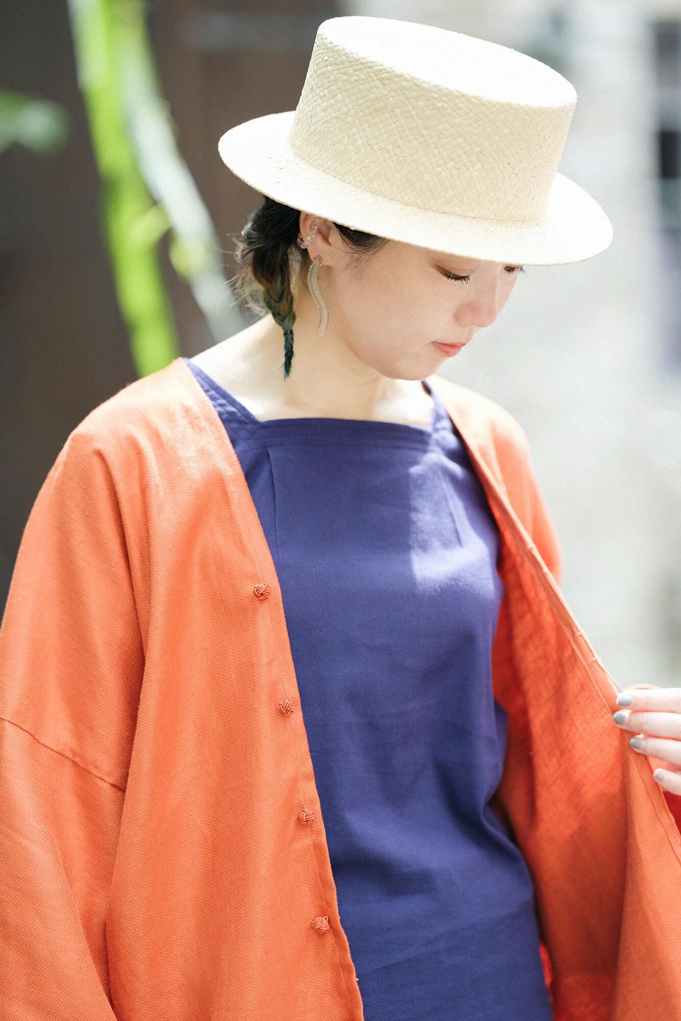 Herringbone Weave Hatsuki Cardigan / Vermilion Vermilion