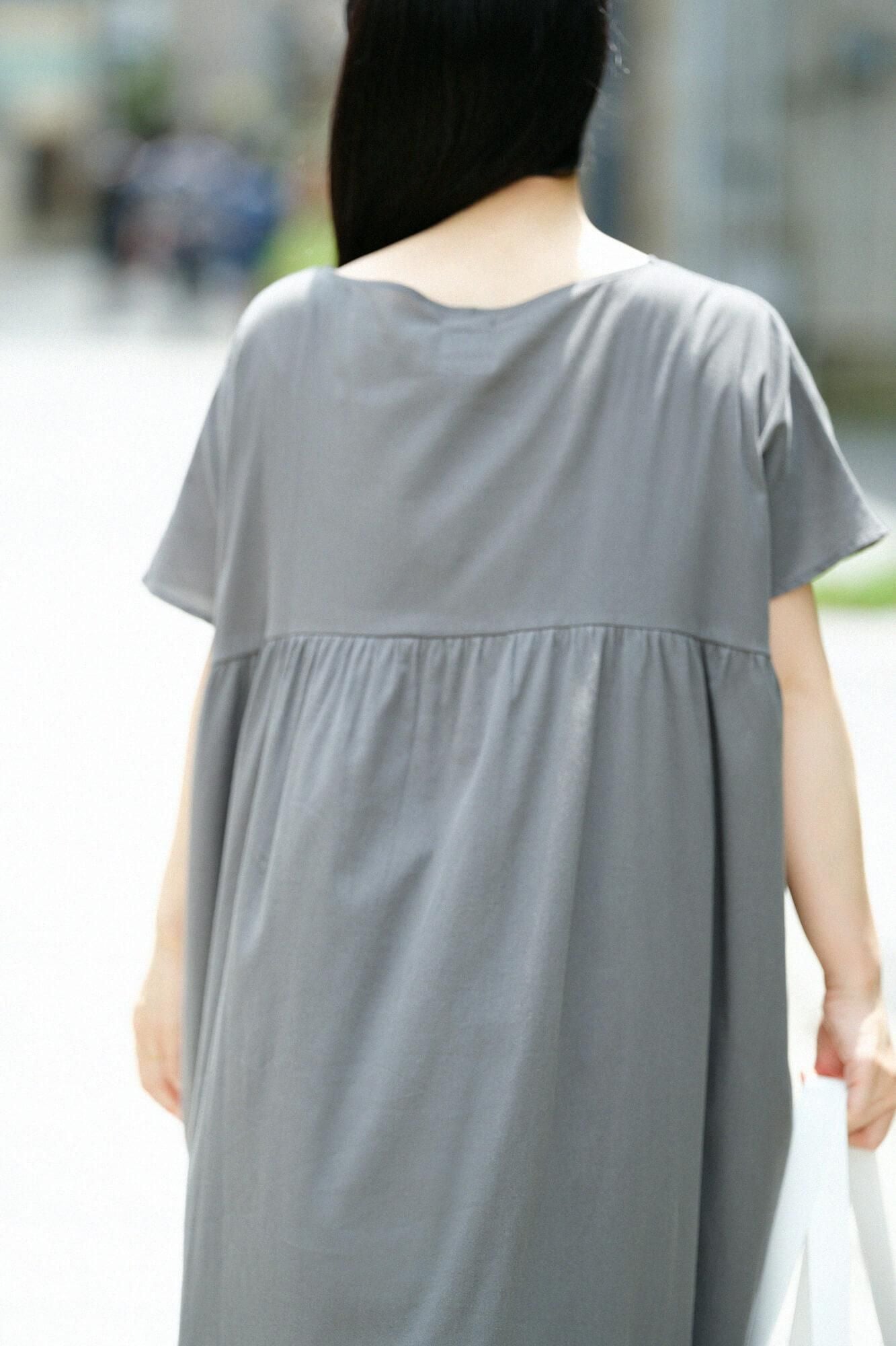 Takashima Shuku 40/40皱纹连衣裙/墨水颜色(Sumiiro)