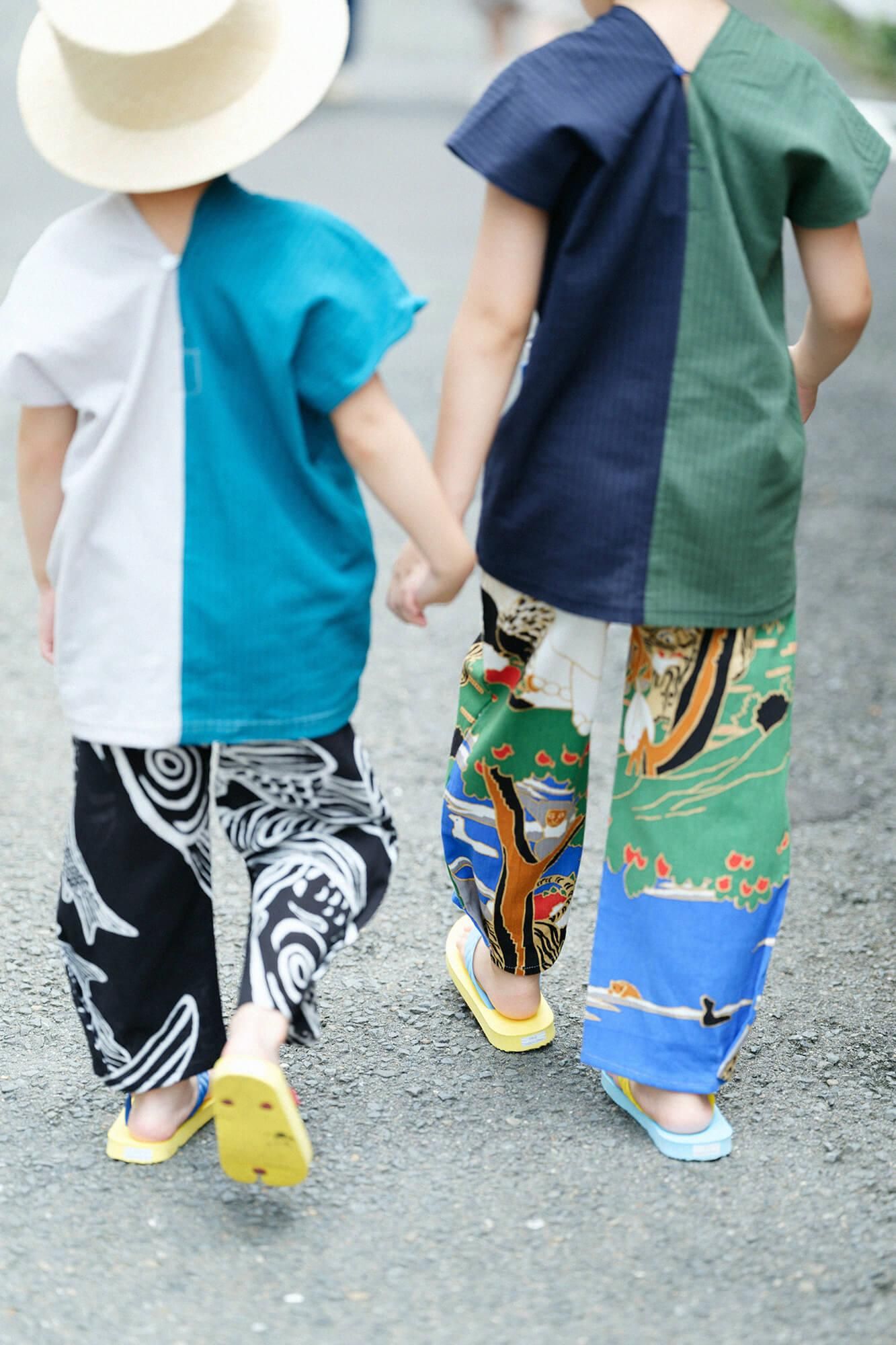 ●高島縮棉Chijimi 20/20童裝長褲 蕾/若冲 再現