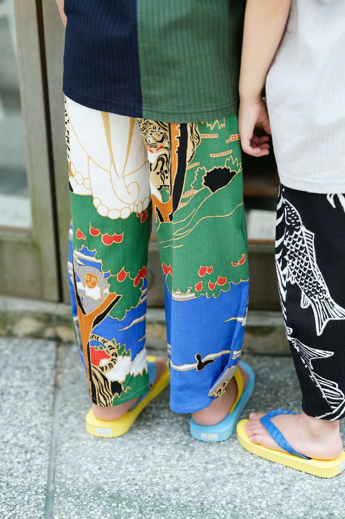 ●高島縮棉Chijimi 20/20童裝長褲 蕾/若冲 再現