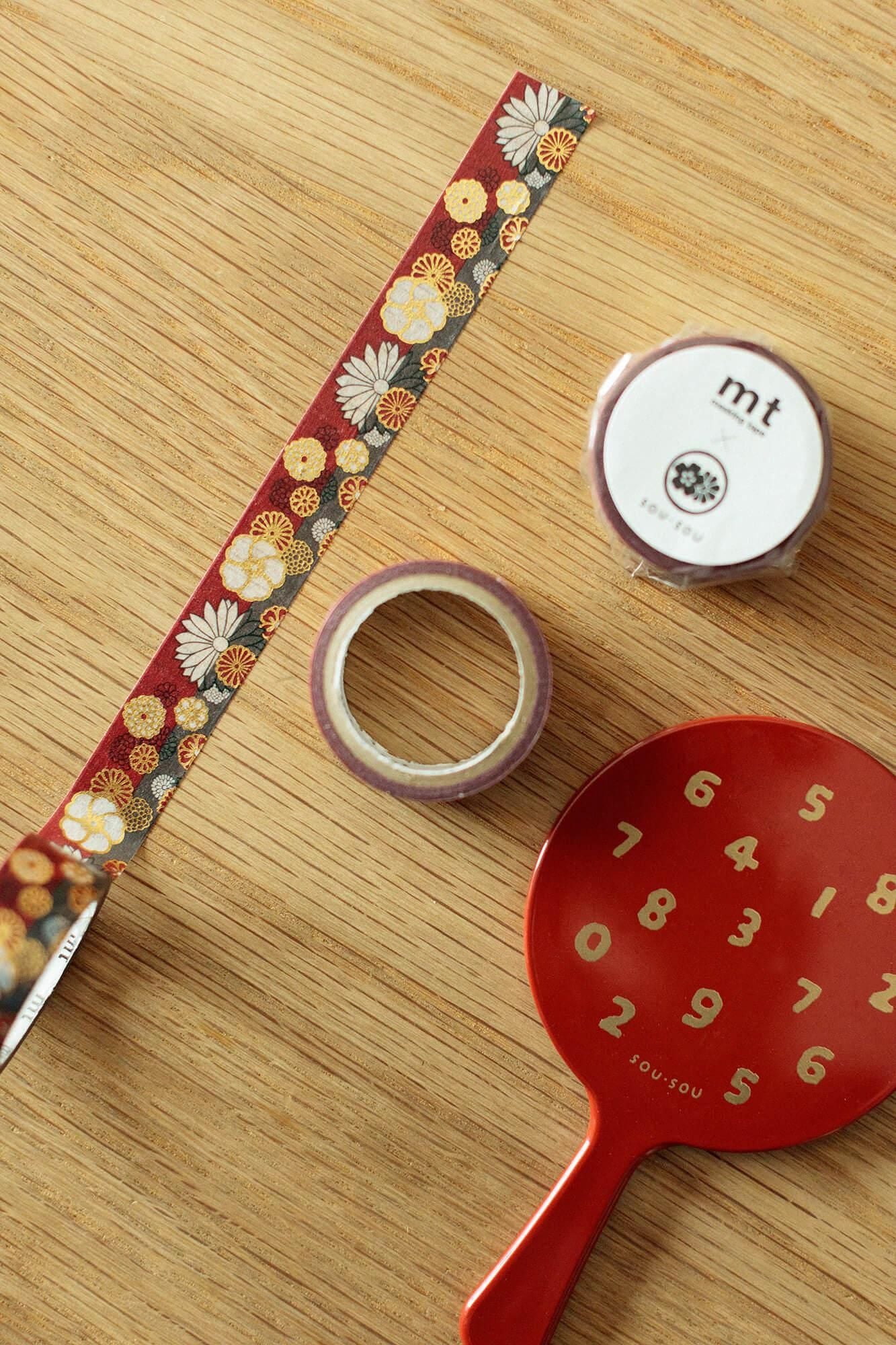 SOU・SOU×mt圖案紋樣・紙膠帶 燙金/金襴緞子 【寬1.5cm】