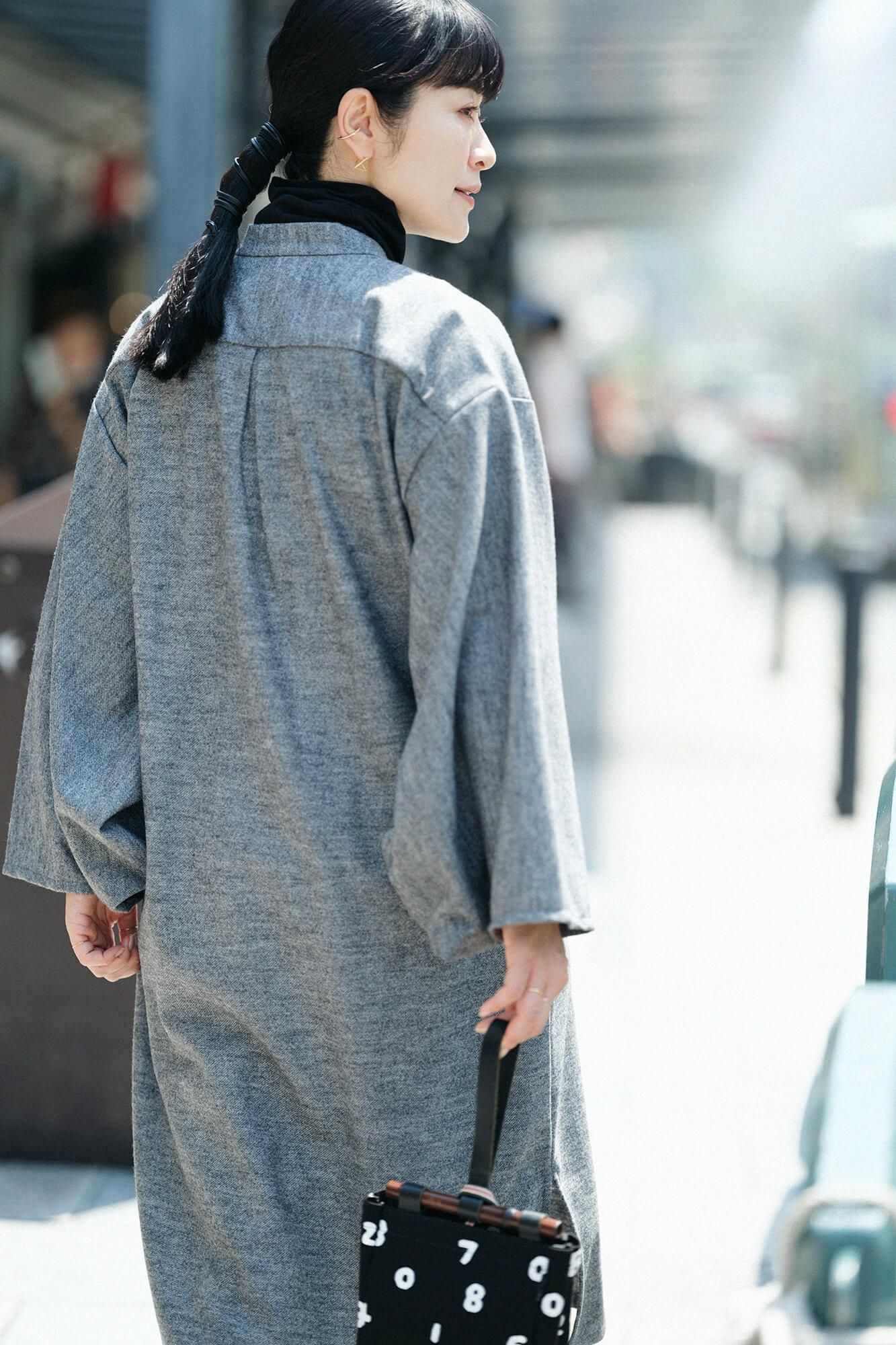 【net限定】カージー編 薙刀かり衣(なぎなたかりごろも) 細衿(さざれえり) 裏勝り(うらまさり)/杢灰(もくはい)×SO-SU-U綾(あや)