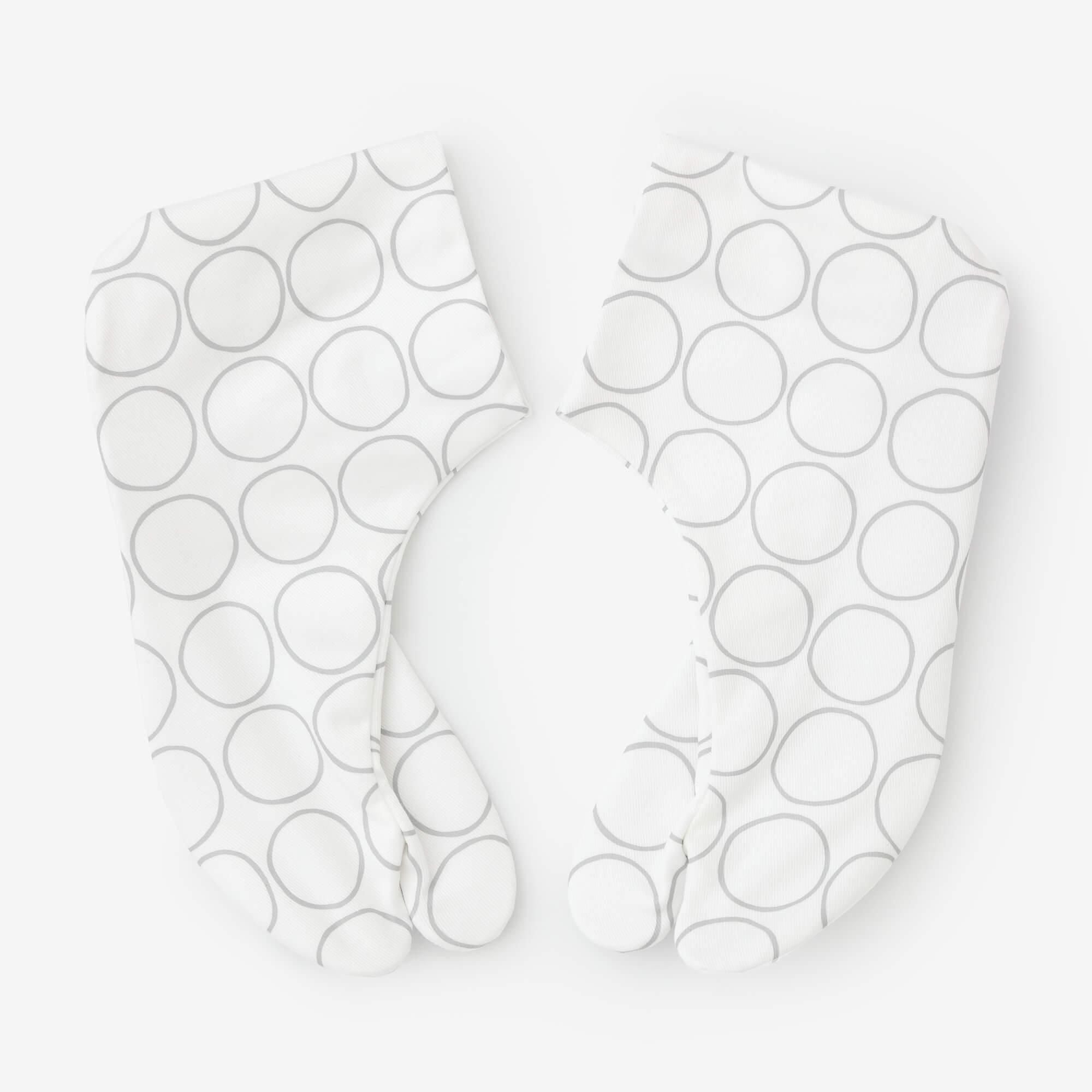 Stretch Chino Cloth Tabi Socks for Tatami Room/Circles White