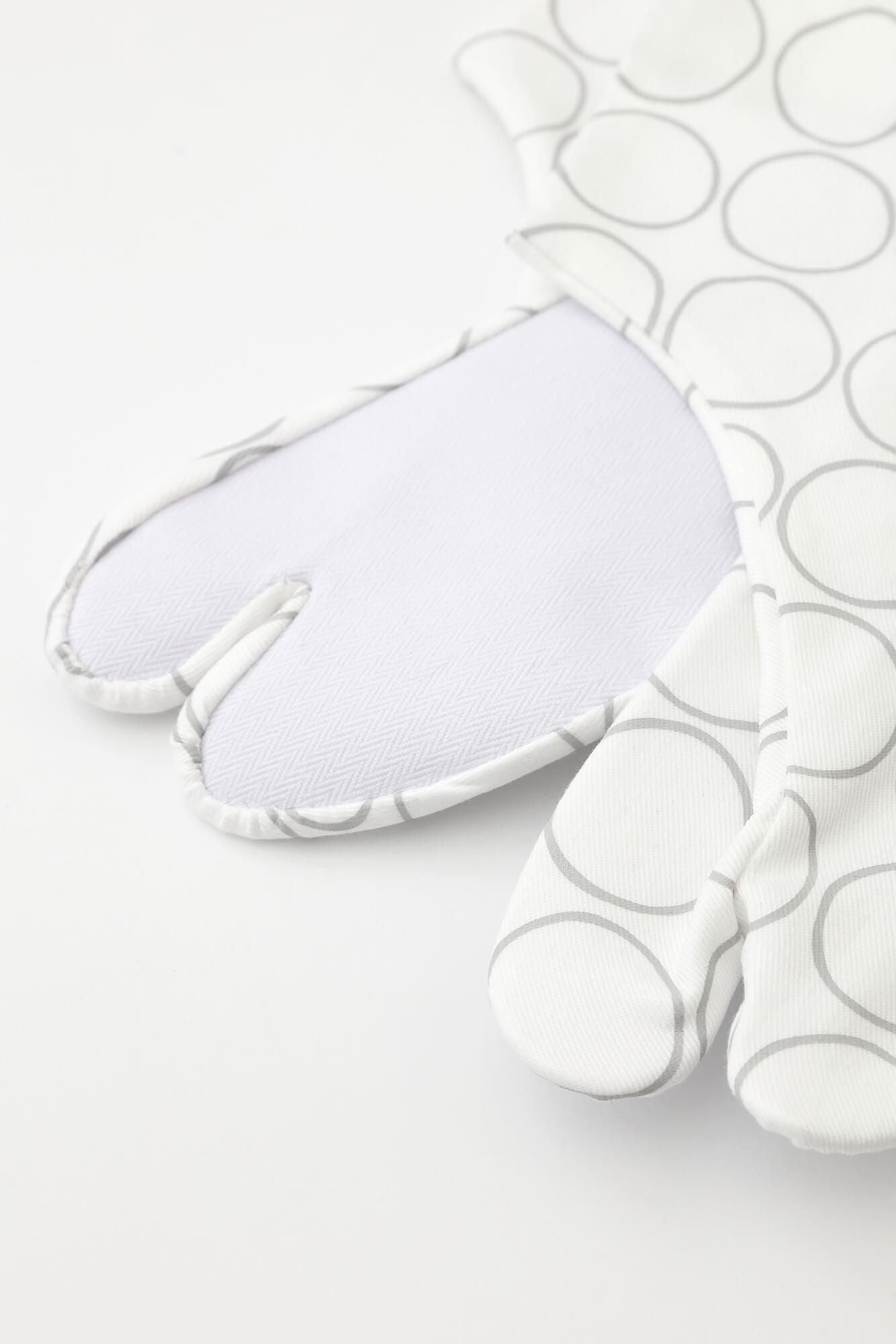 Stretch Chino Cloth Tabi Socks for Tatami Room/Circles White