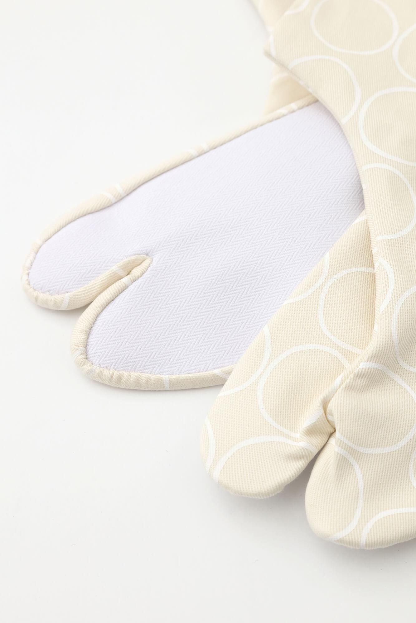 彈性絲光卡其布 室內分趾足袋襪/排圈圈 米白色