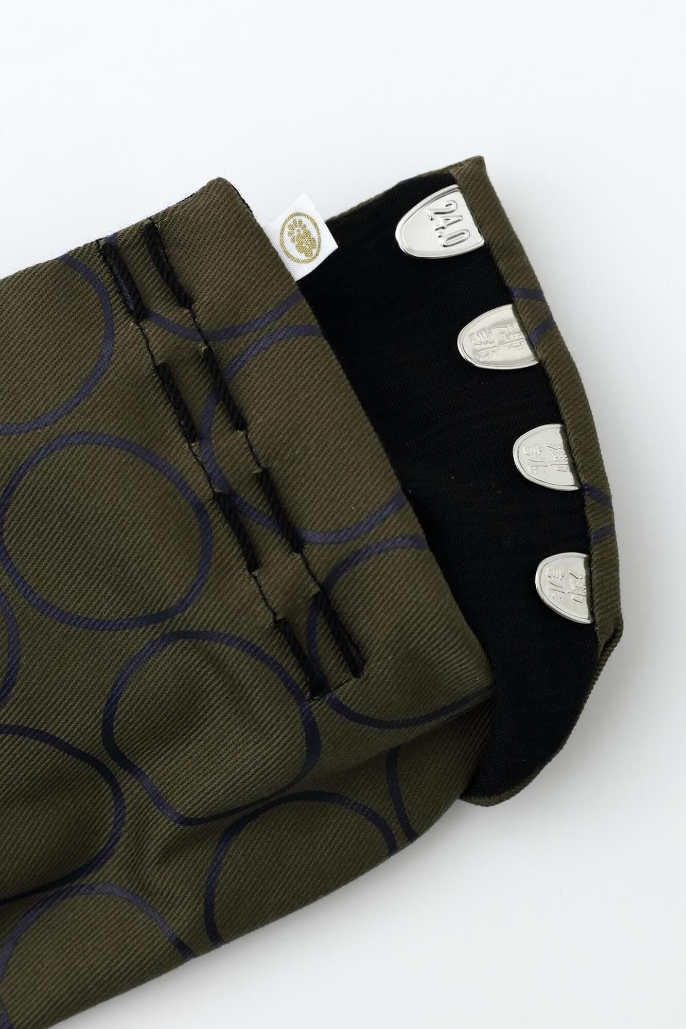 Stretch Chino Cloth Tabi Socks for Tatami Room/Circles Brownish Green