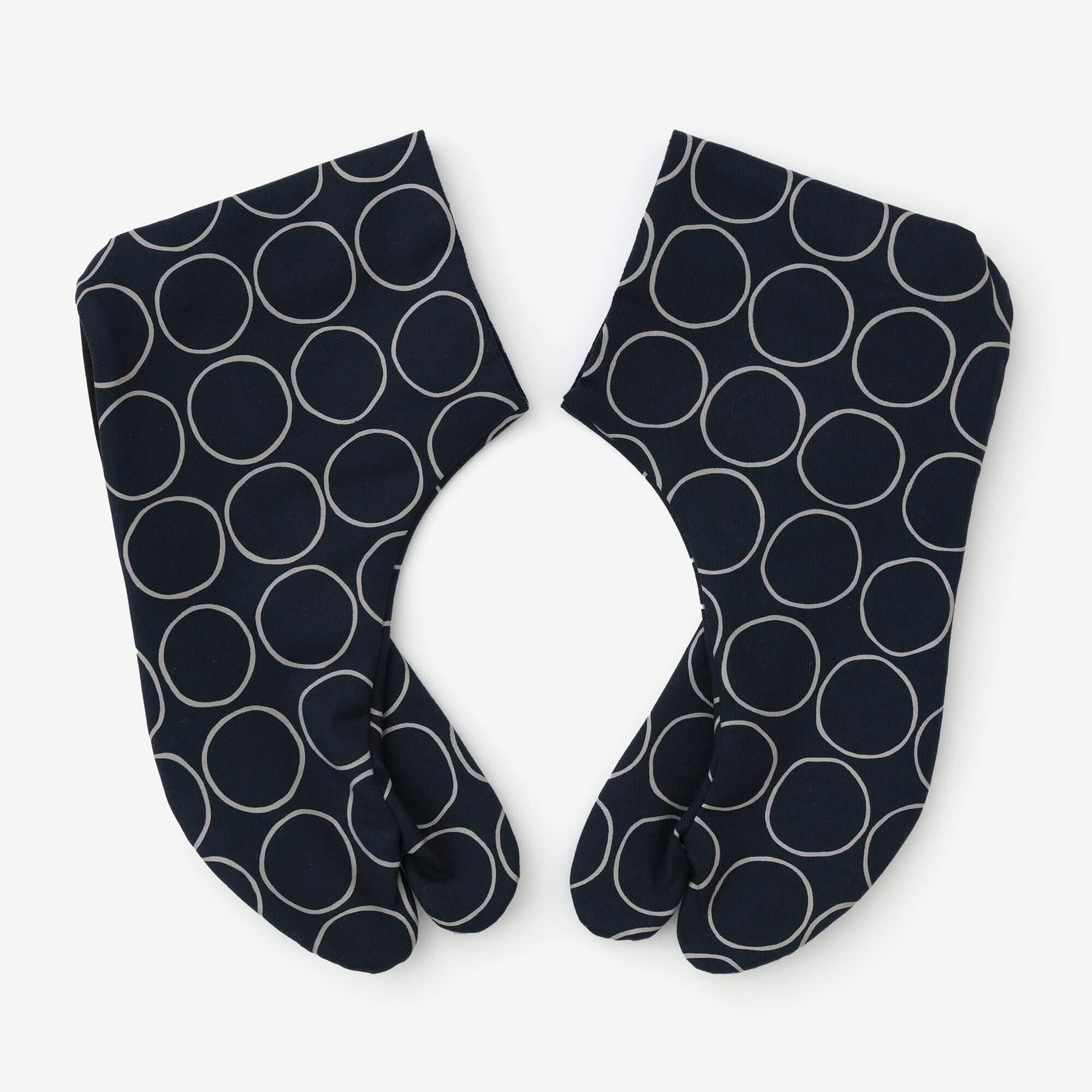 Stretch Chino Cloth Tabi Socks for Tatami Room/Circles Dark Blue