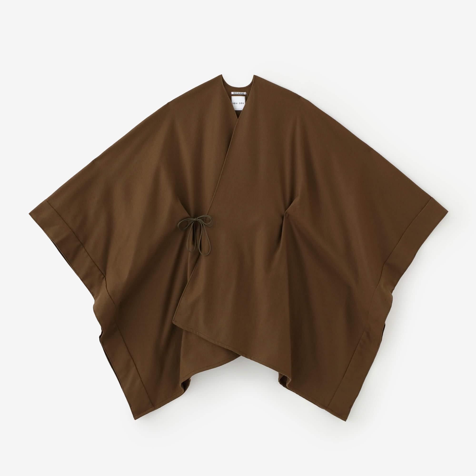 Combed Yarn Kisaragi Poncho / Yellowish Brown