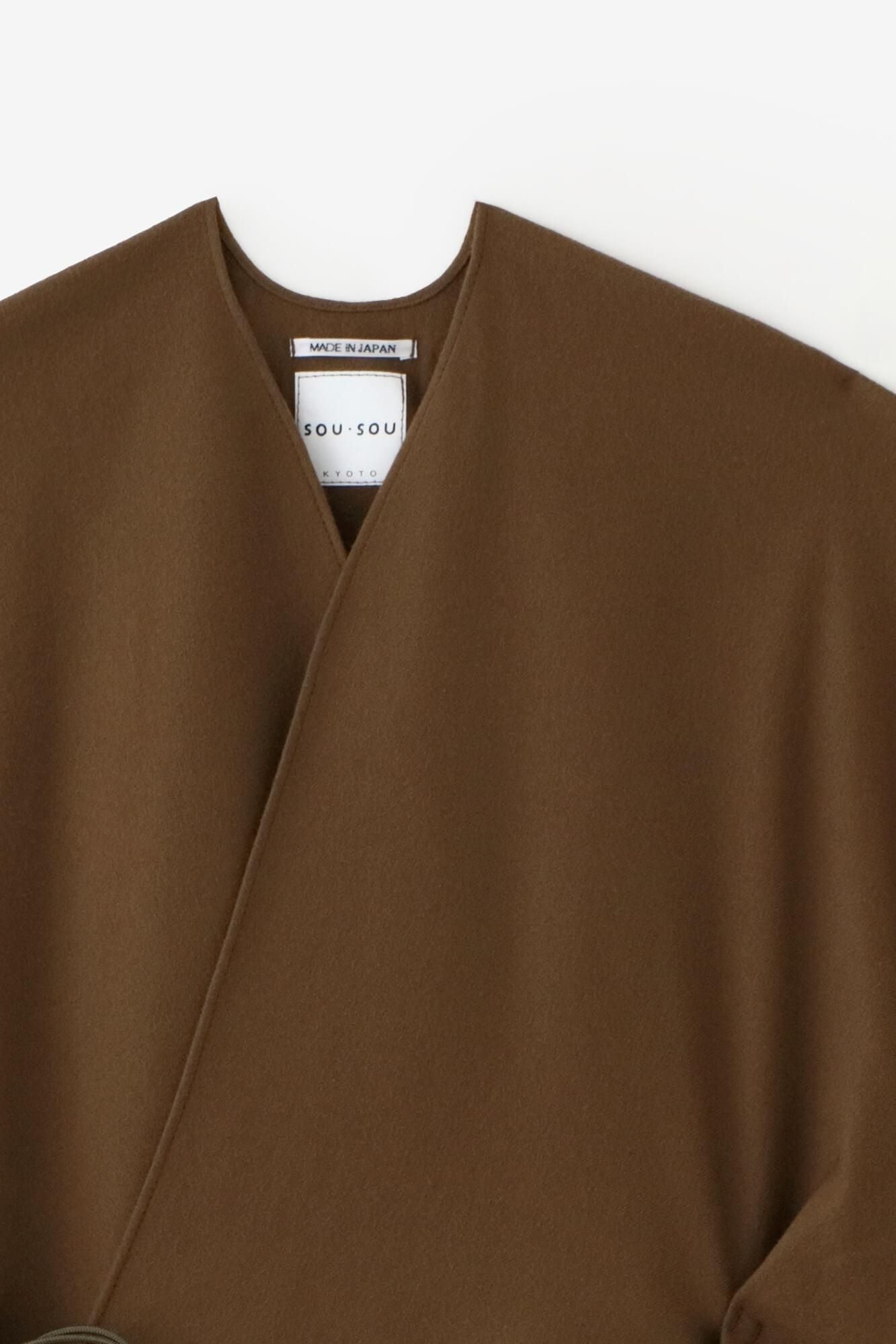 Combed Yarn Kisaragi Poncho / Yellowish Brown