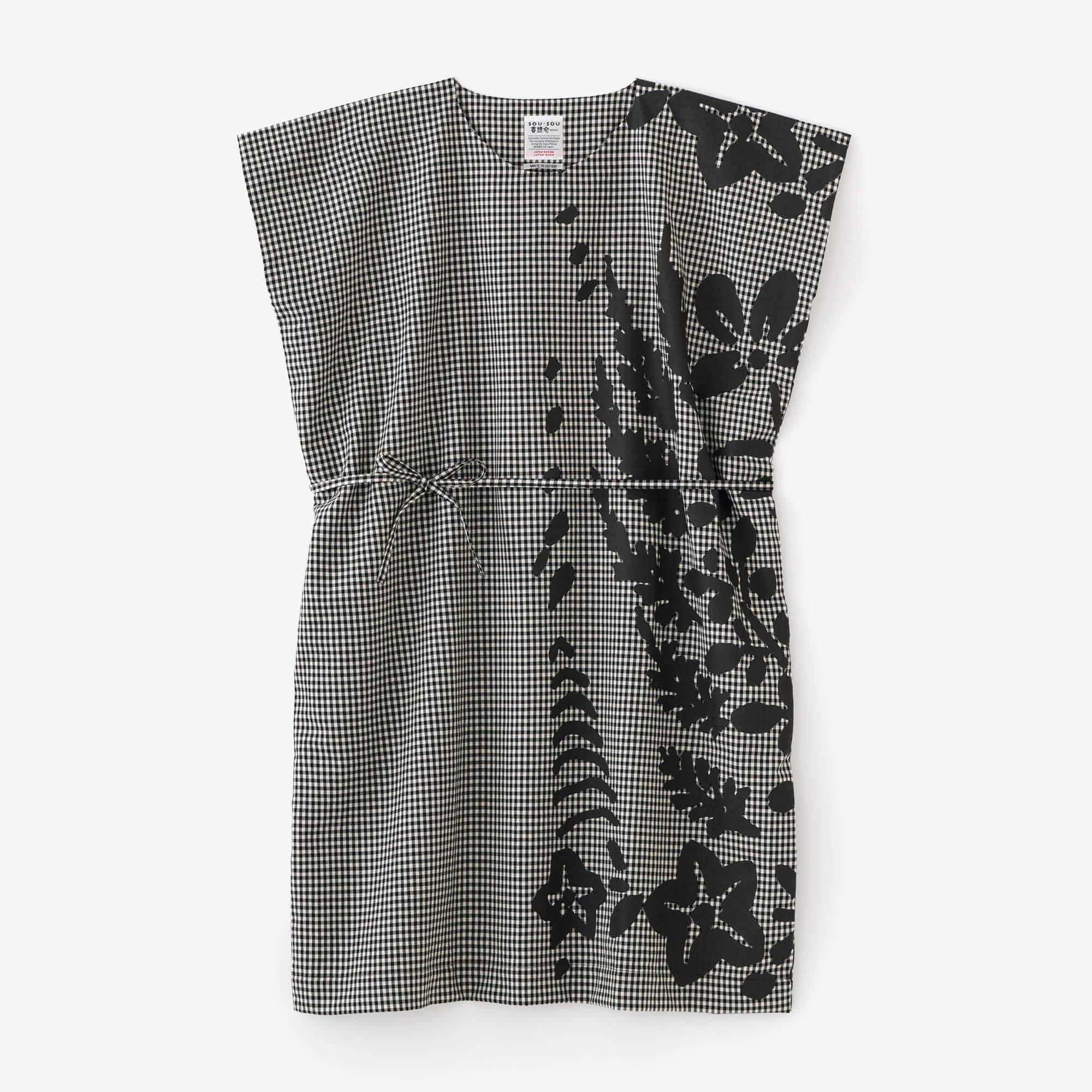 梳毛 長方形洋裝/野花和留白