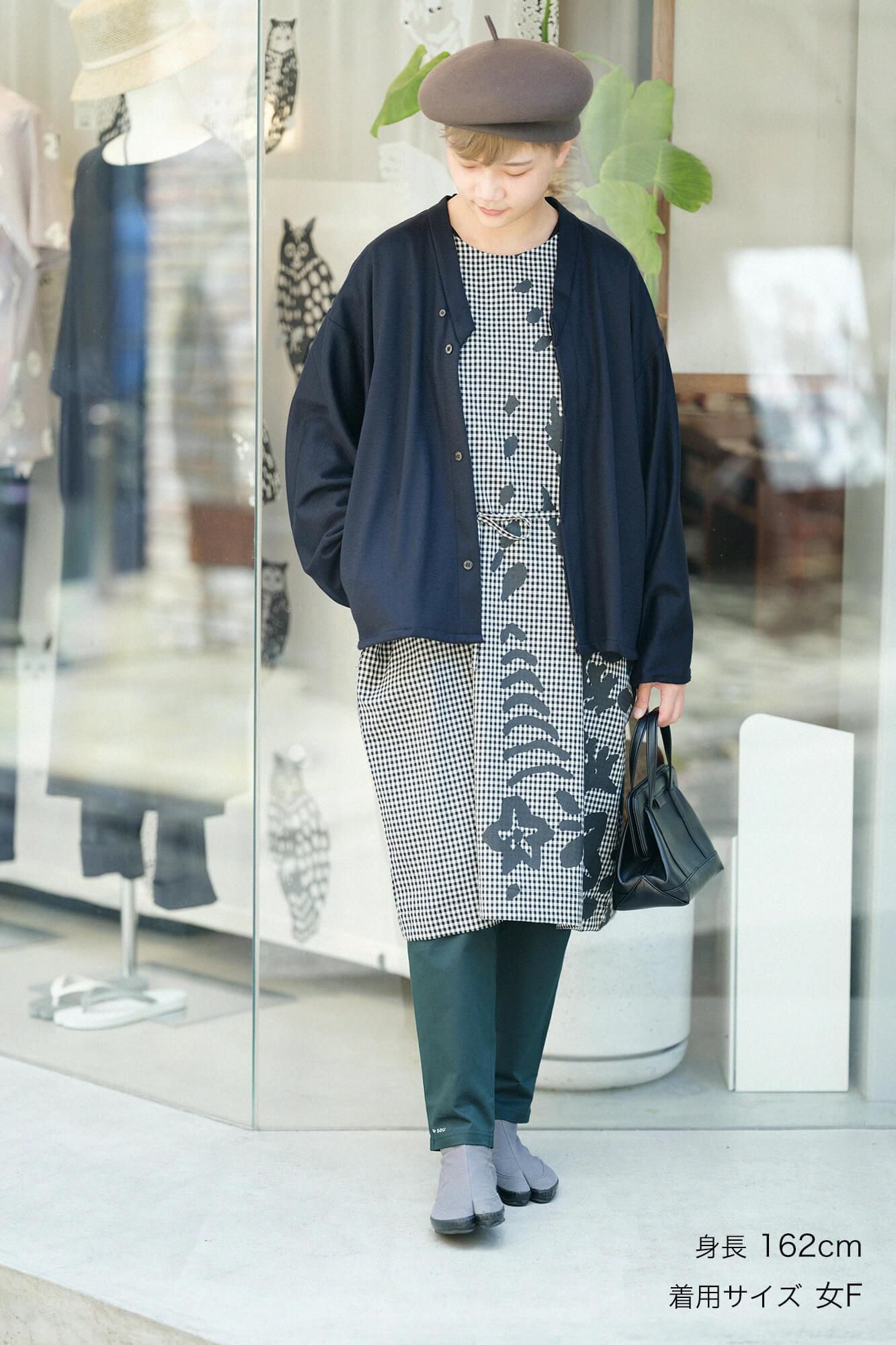 梳毛 長方形洋裝/野花和留白