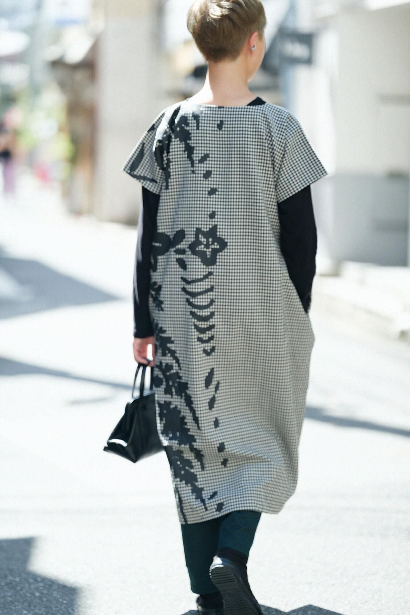 梳毛 長方形洋裝/野花和留白