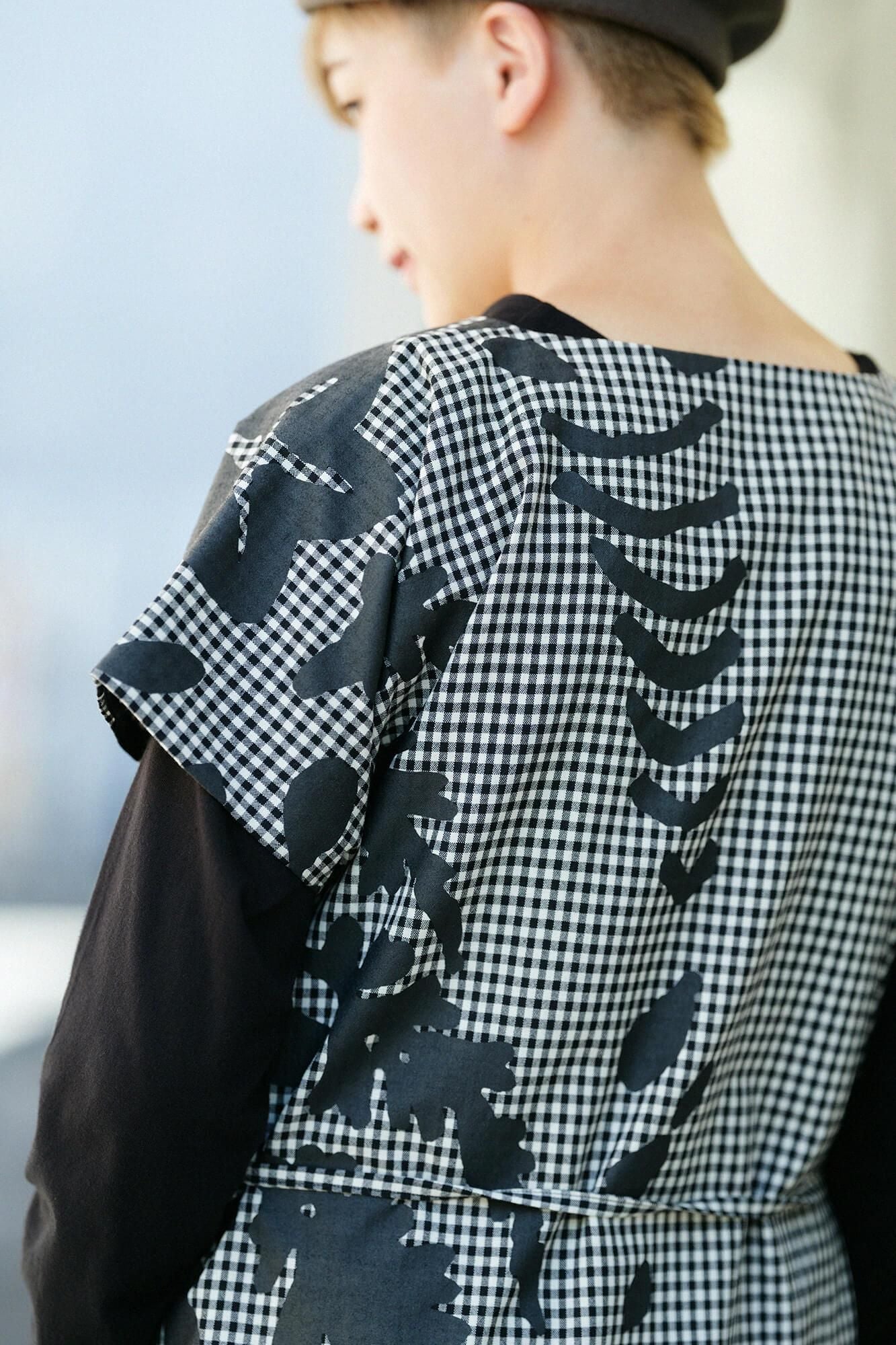 梳毛 長方形洋裝/野花和留白