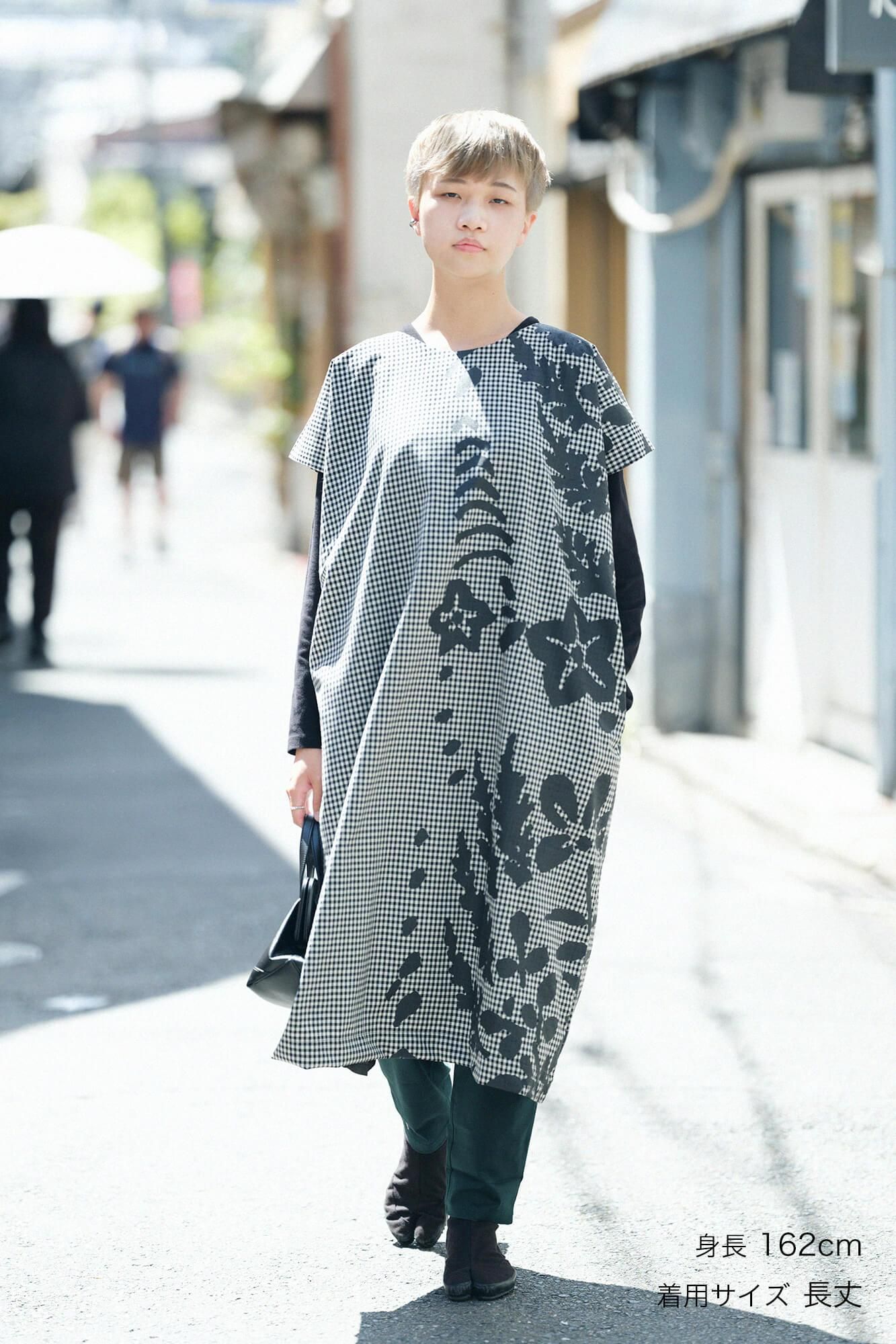 梳毛 長方形洋裝/野花和留白