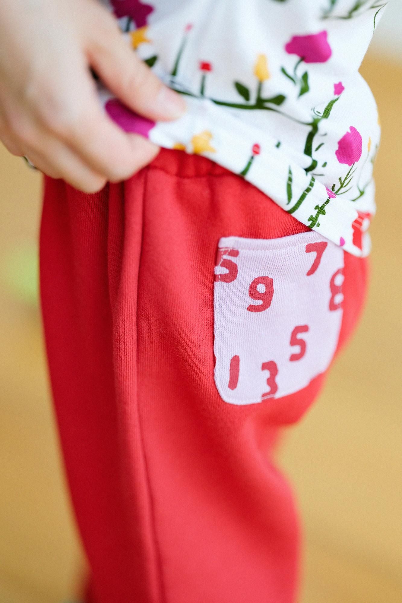 ●Fleece Lining Monpe Pants for Kids / Red