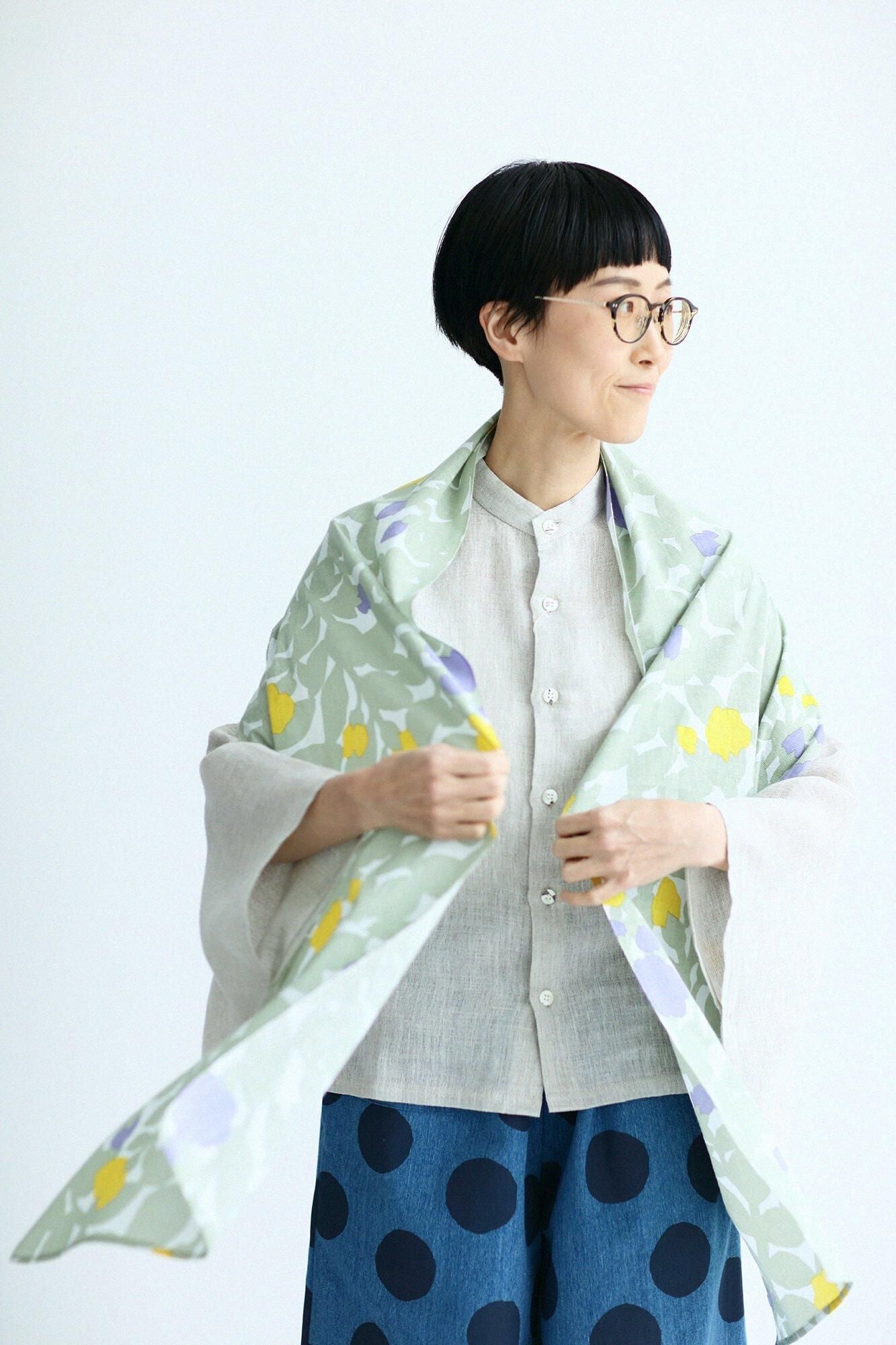 Isemomen Cotton Scarf / Wild Rose Mist Green 2