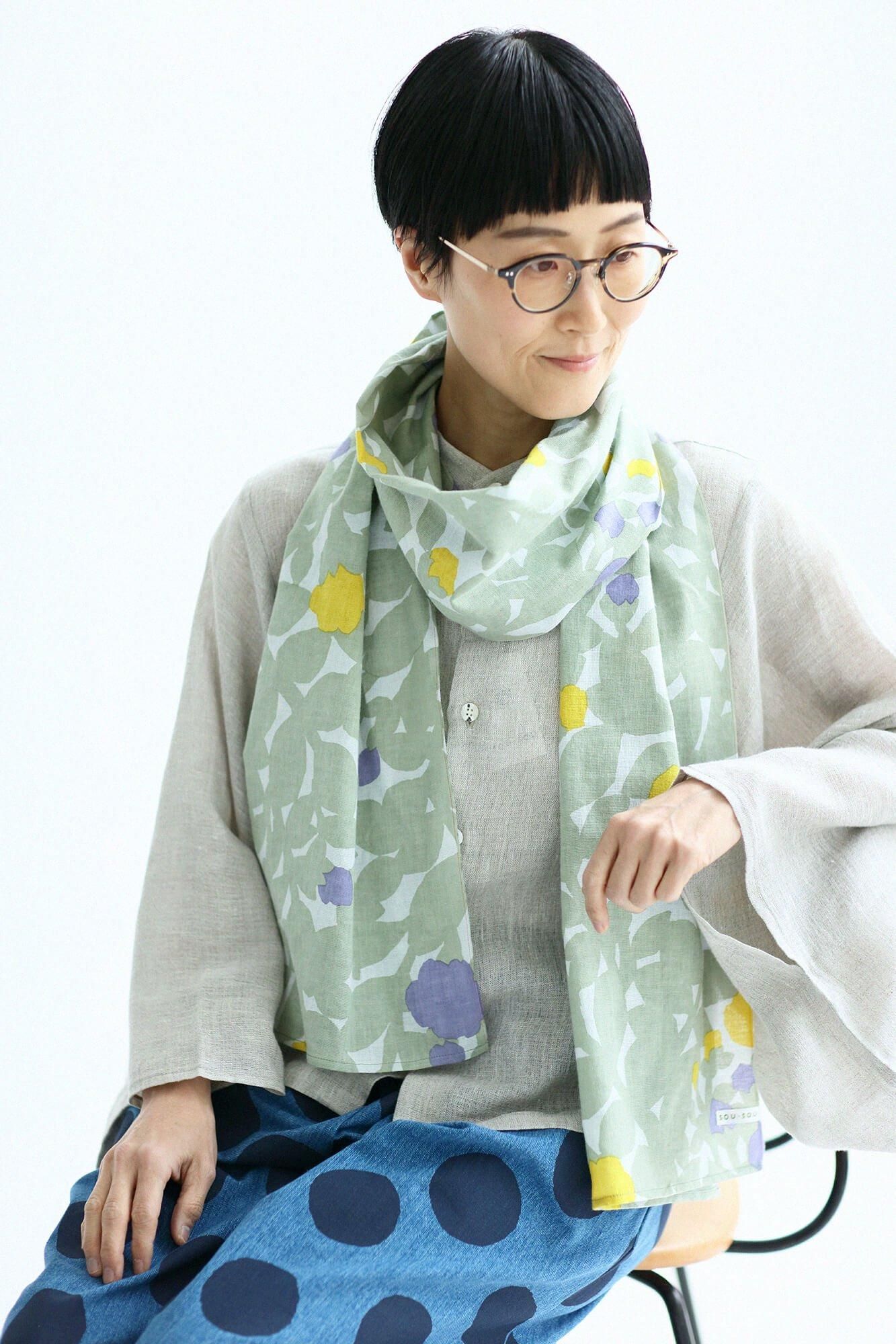 Isemomen Cotton Scarf / Wild Rose Mist Green 2