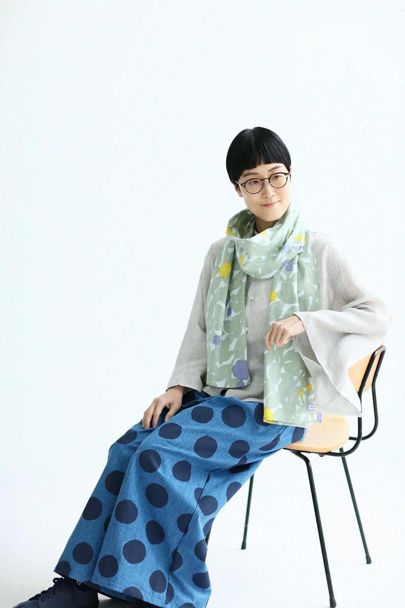 Isemomen Cotton Scarf / Wild Rose Mist Green 2