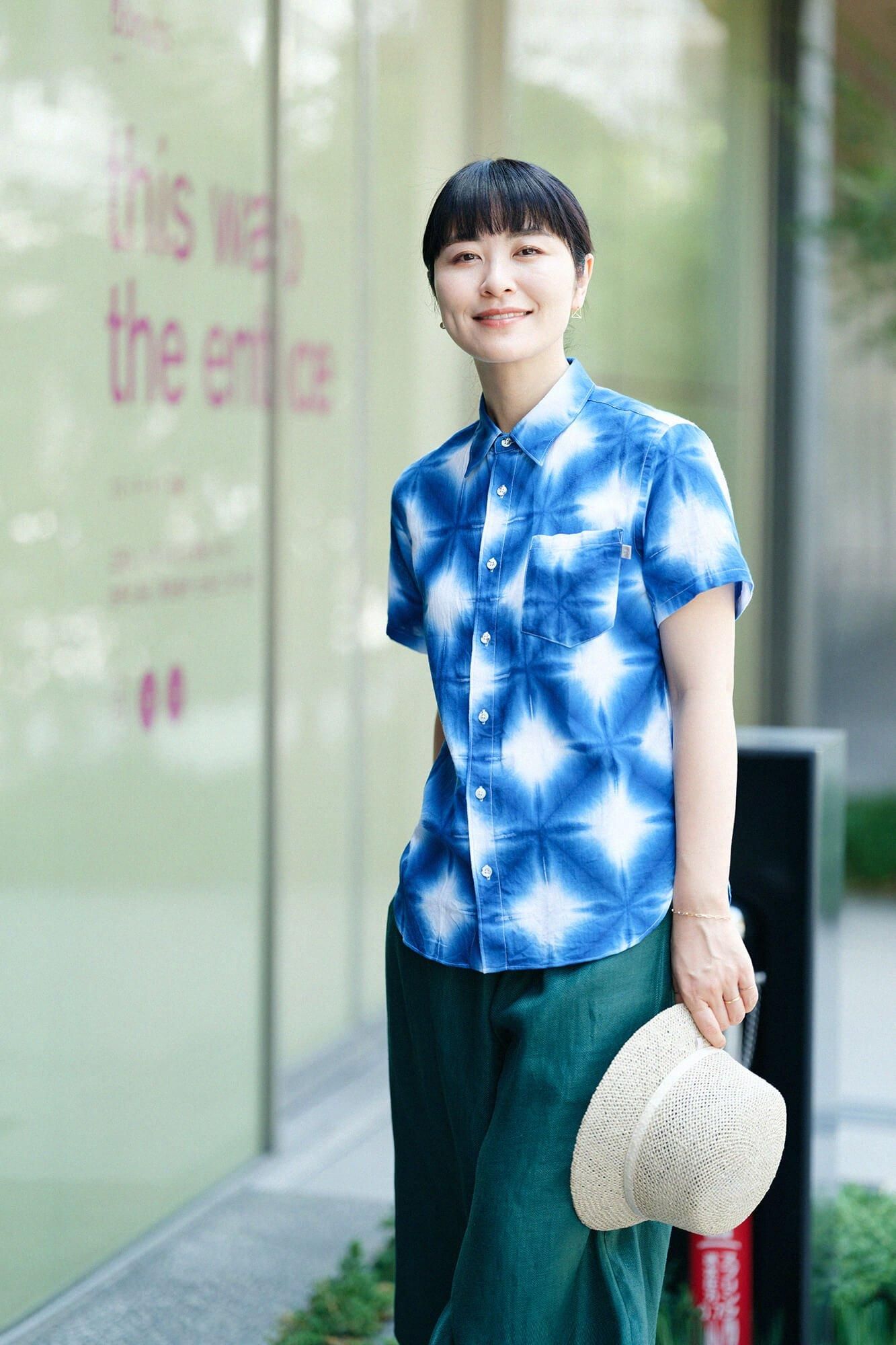 【net限定】伊勢木綿 有松鳴海絞り 半袖シャツ/張正 雪花5