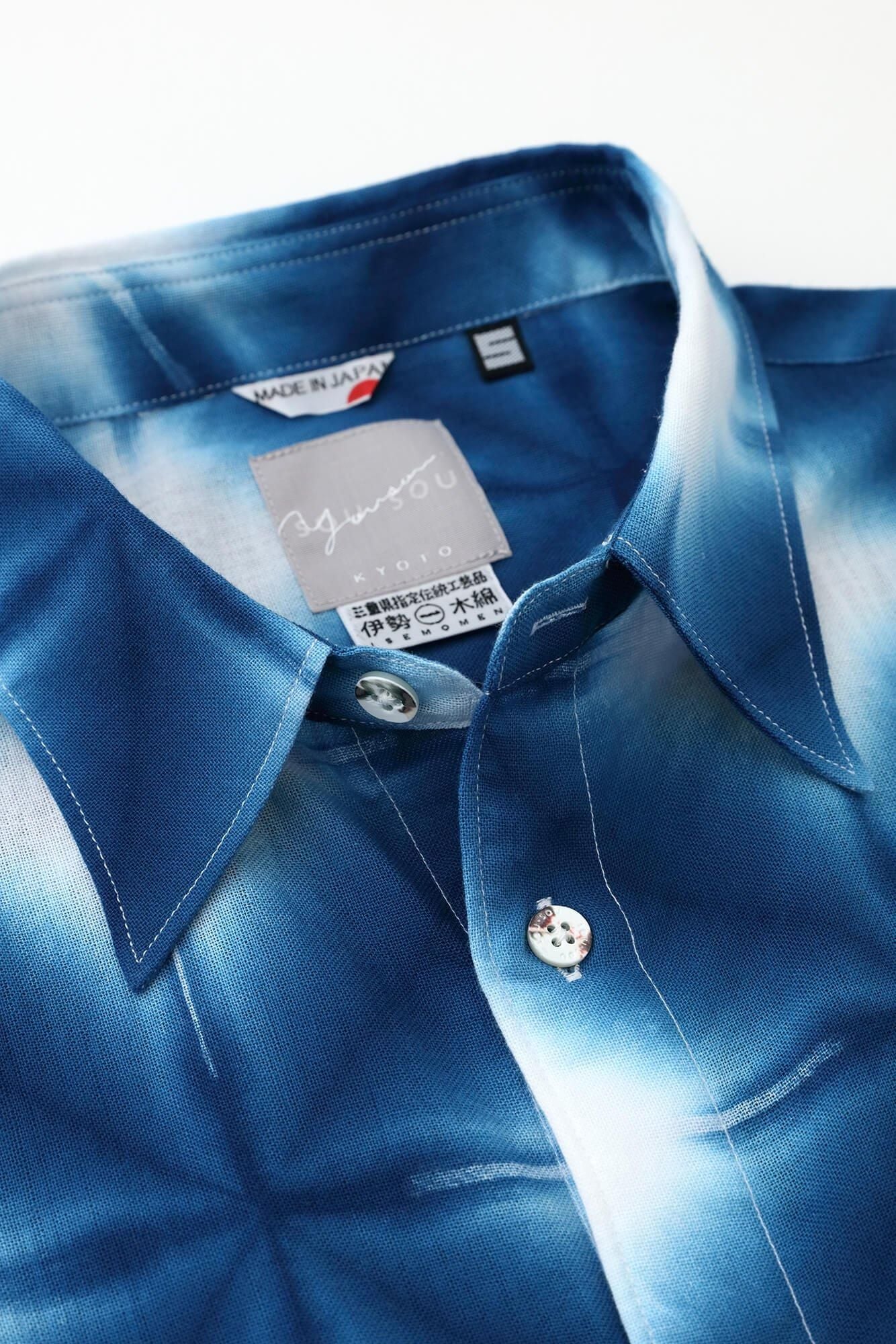 【net限定】伊勢木綿 有松鳴海絞り 半袖シャツ/張正 雪花5