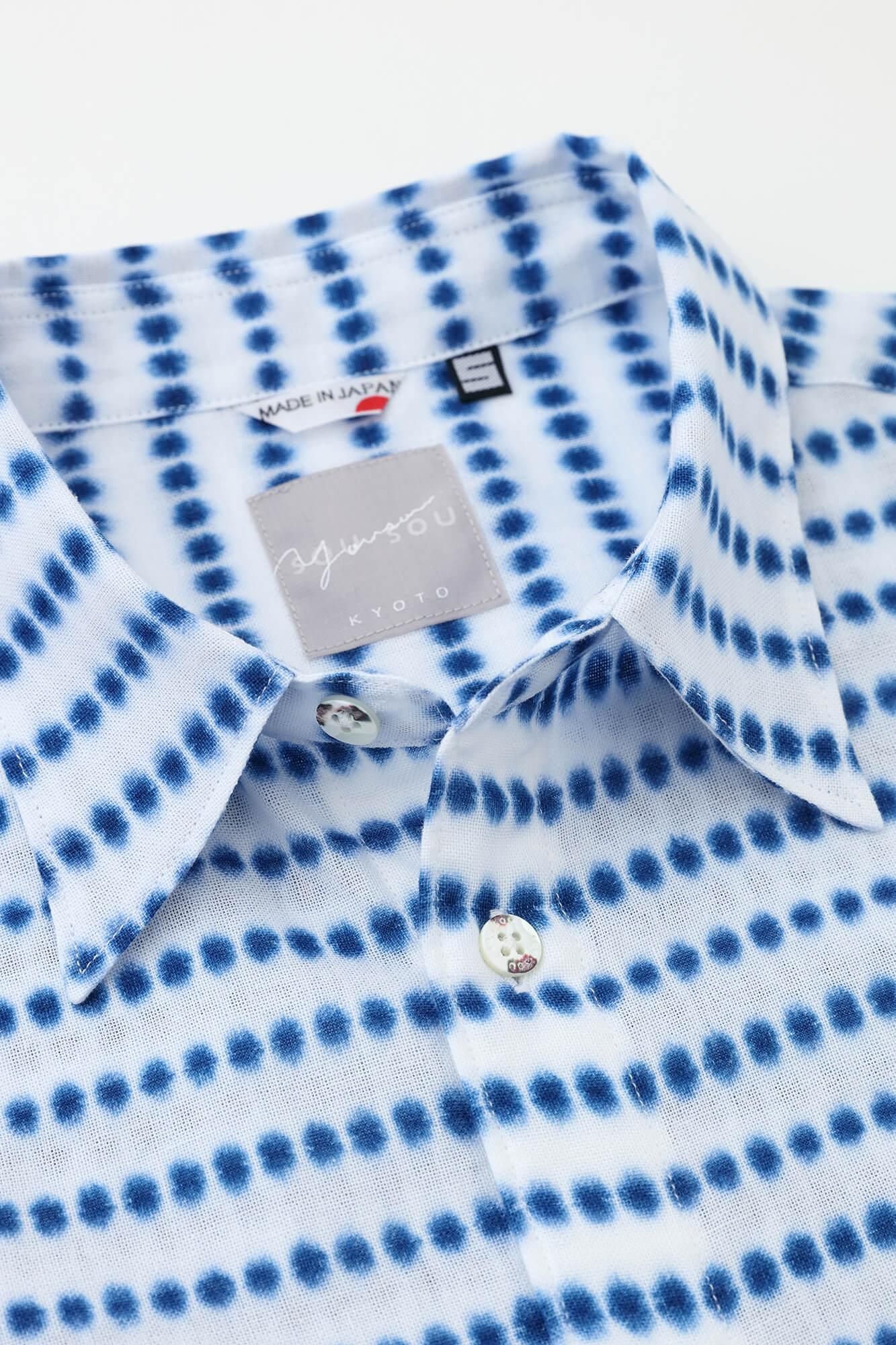 【net限定】知多木綿 有松鳴海絞り 半袖シャツ/張正 豆絞り